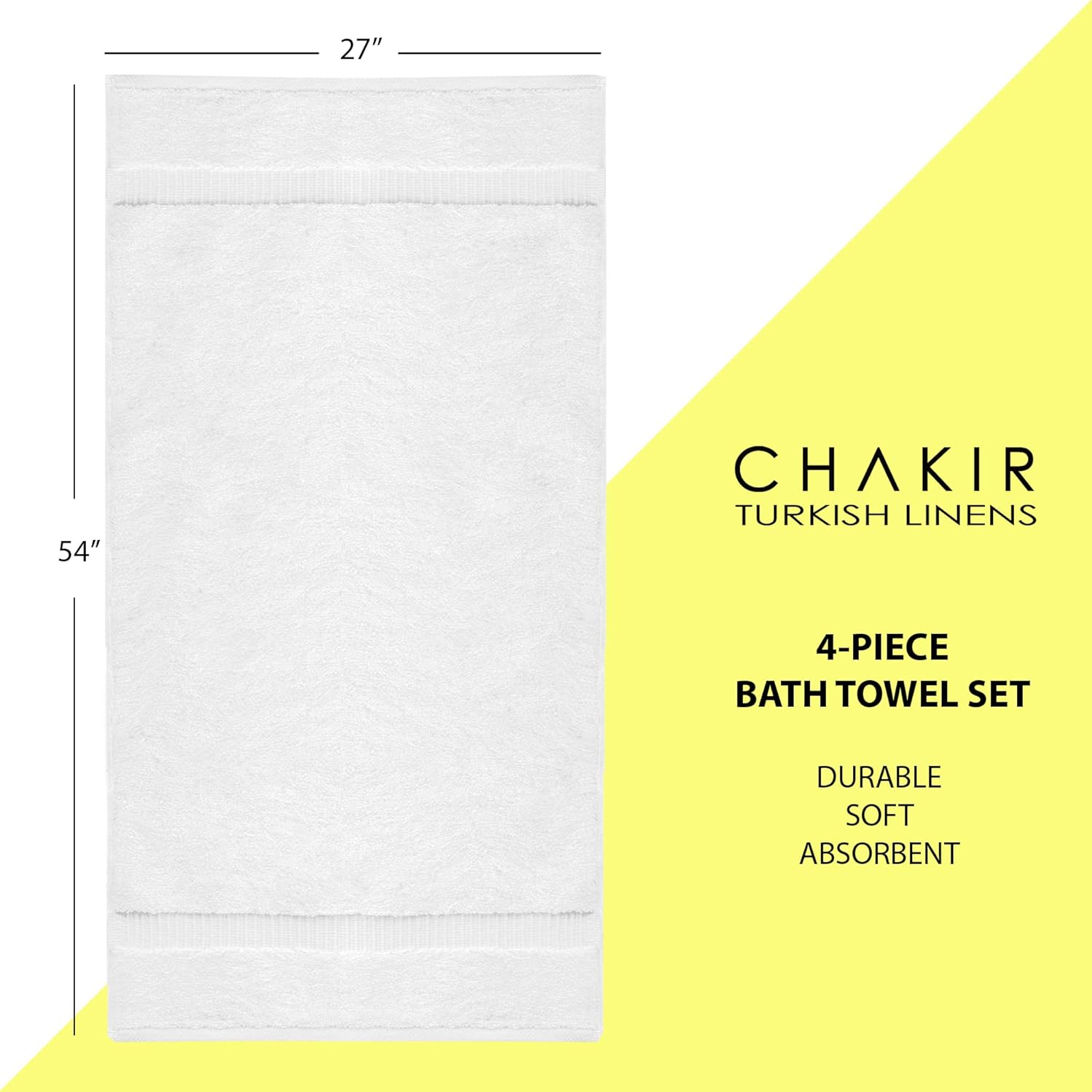 Chakir Turkish Linens - Premium Cotton Bath Towels Set of 4 - Luxurious Experience