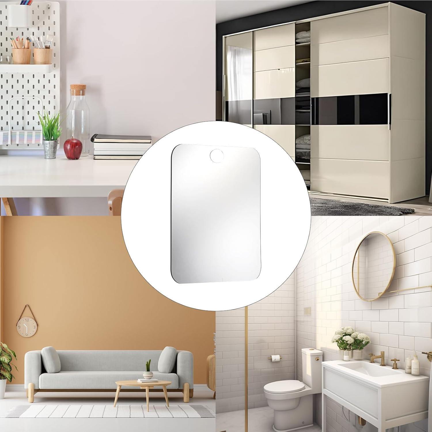 Anti-Fog Unbreakable Travel Shower Mirror for Men