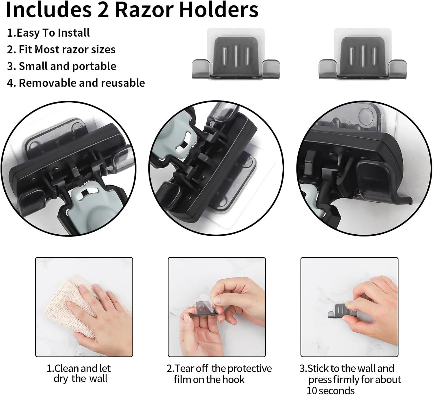Fogless Shower Mirror with Razor Holder for Easy Shaving Safety