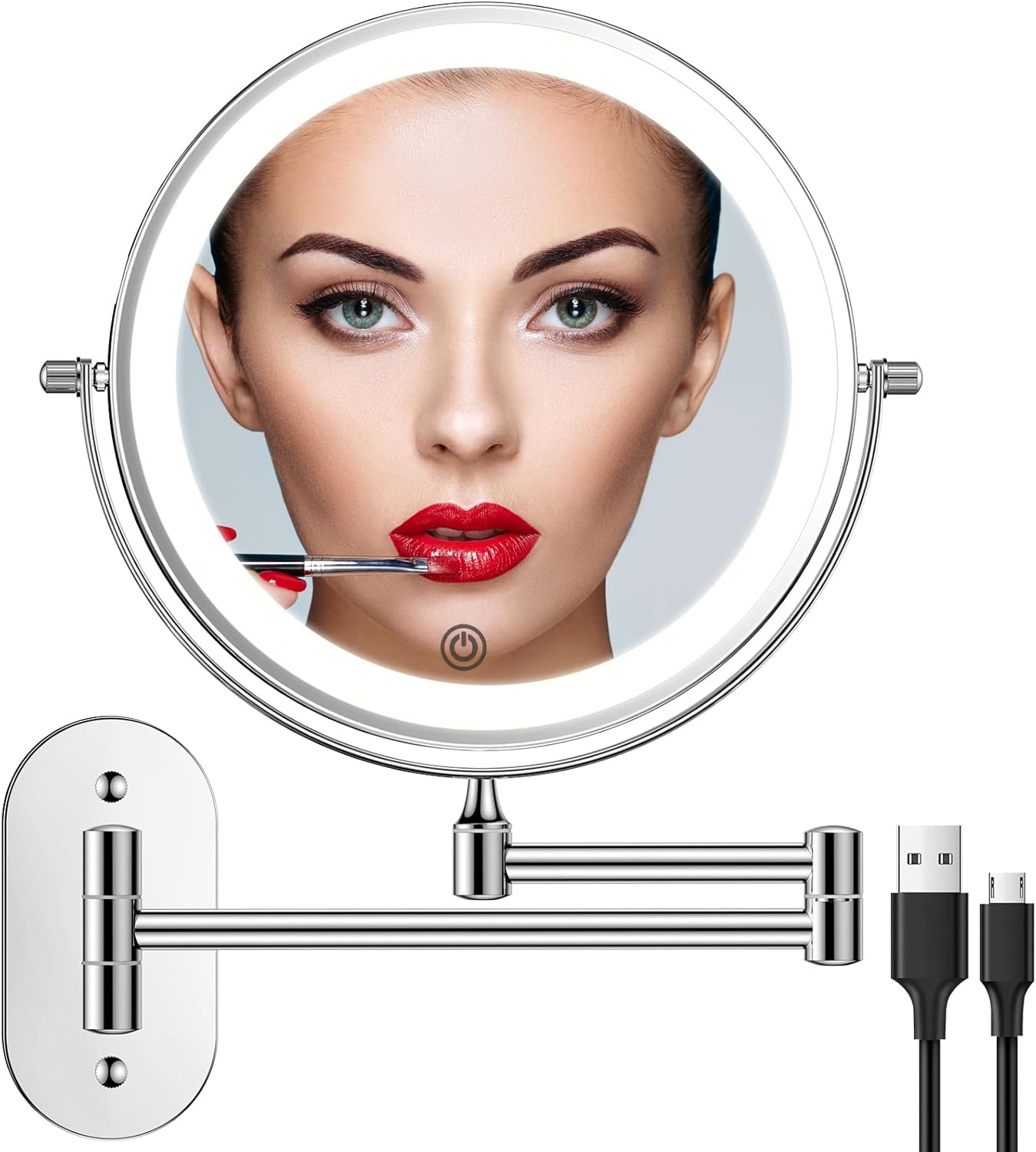 Rechargeable Magnetic 8-inch Makeup Vanity Mirror