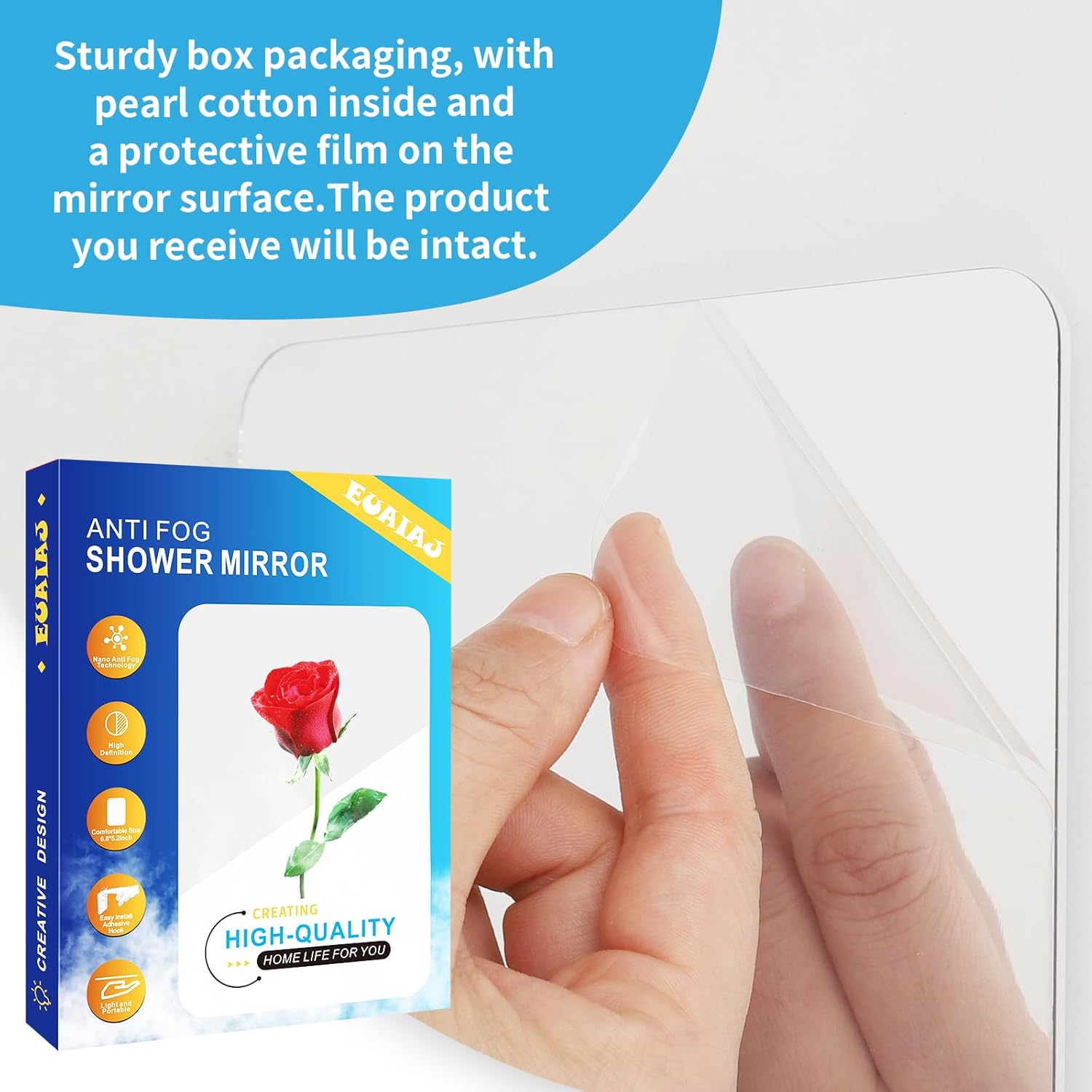 Fogless Shower Mirror with Razor Holder for Easy Shaving Safety