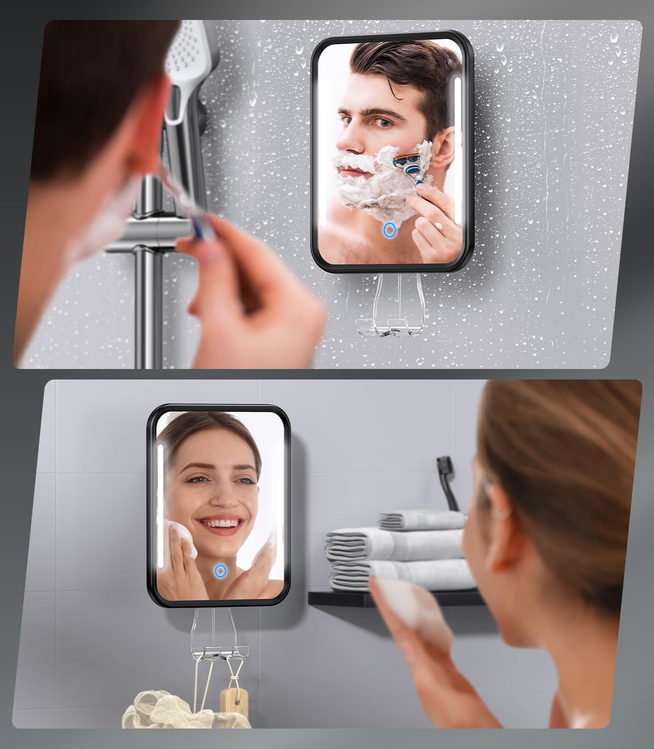 Gospire Heated Fogless Mirror with Light and Adjustable Brightness