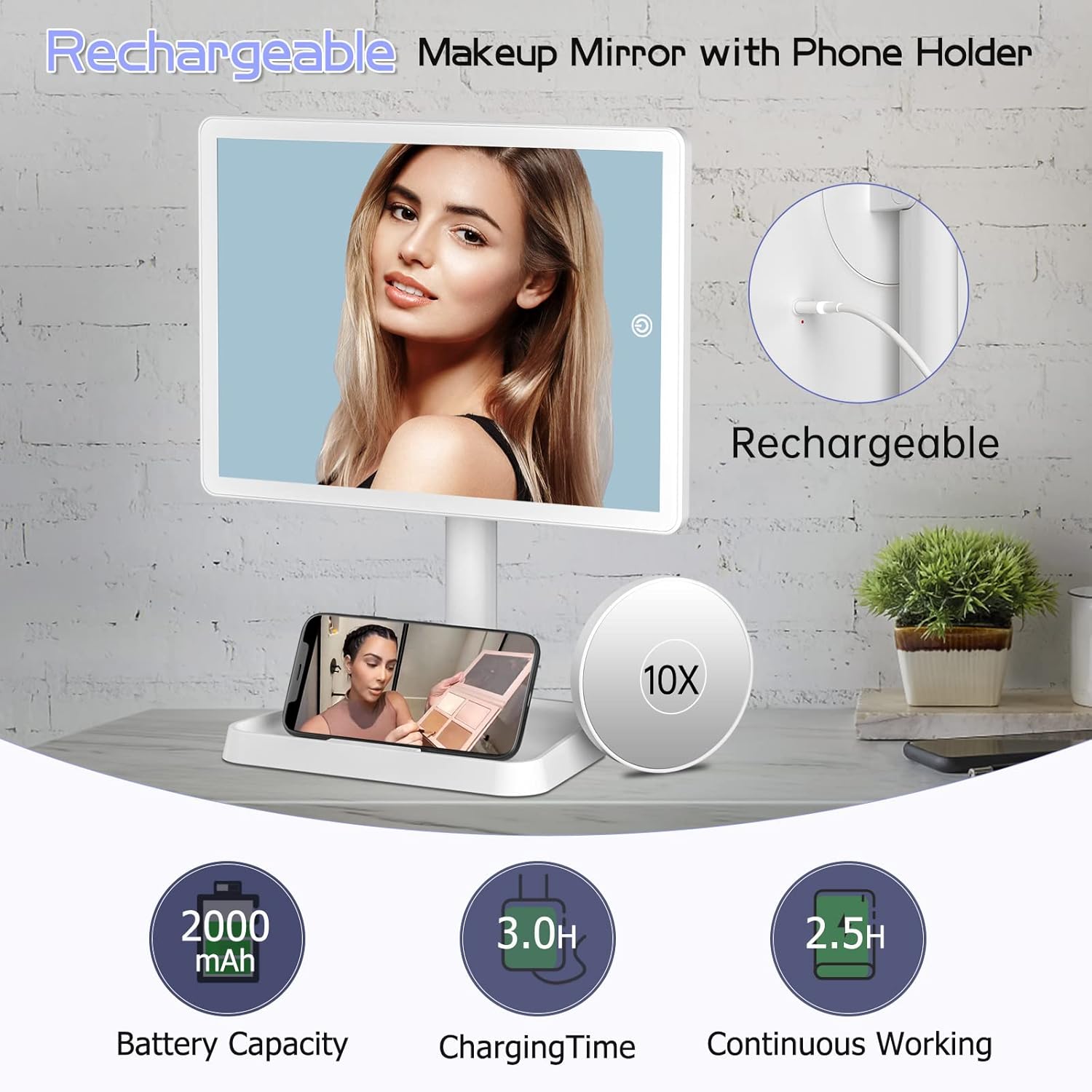 Precision Makeup Mirror with 96 Bright LEDs Compact Design