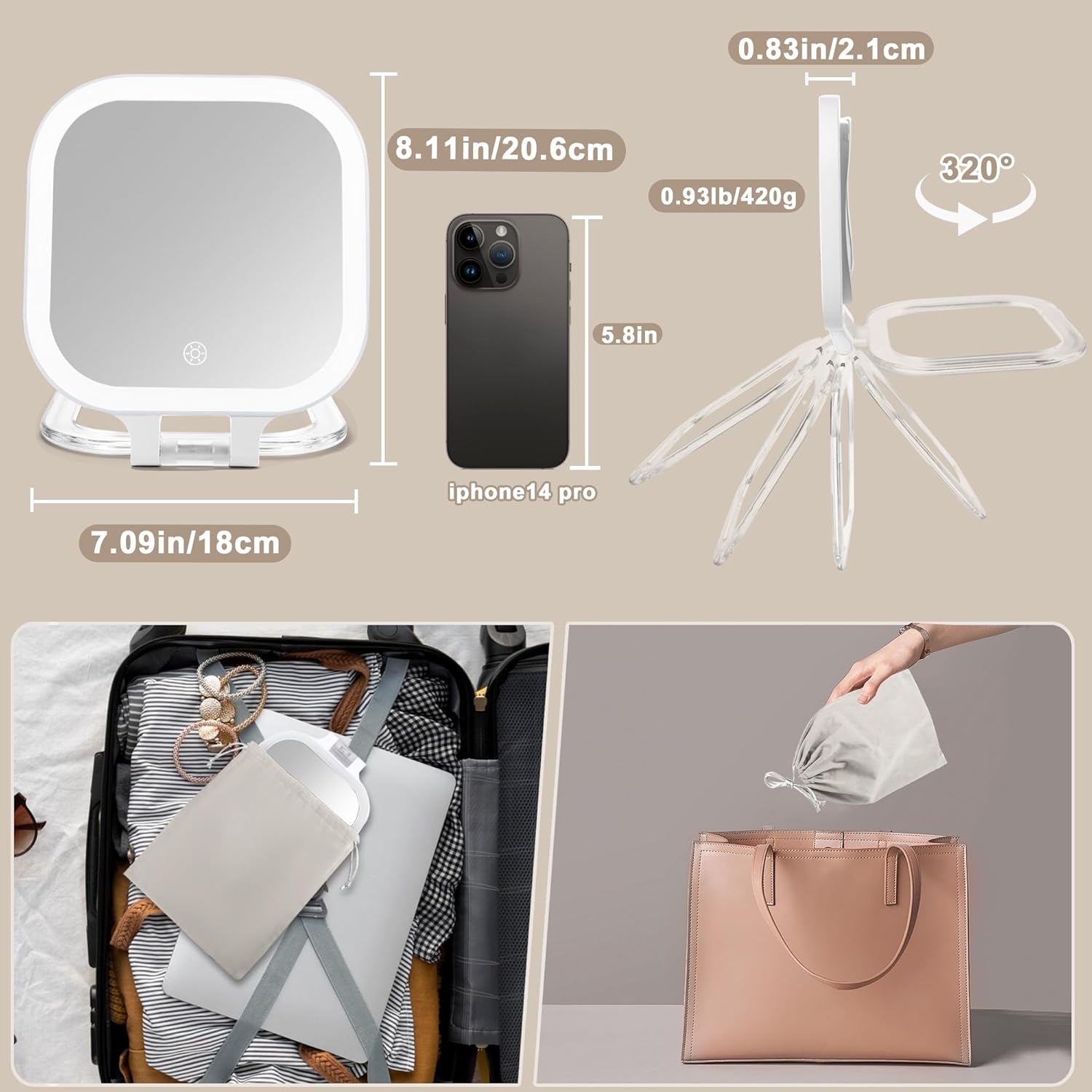 High-Quality Travel Makeup Mirror for Women