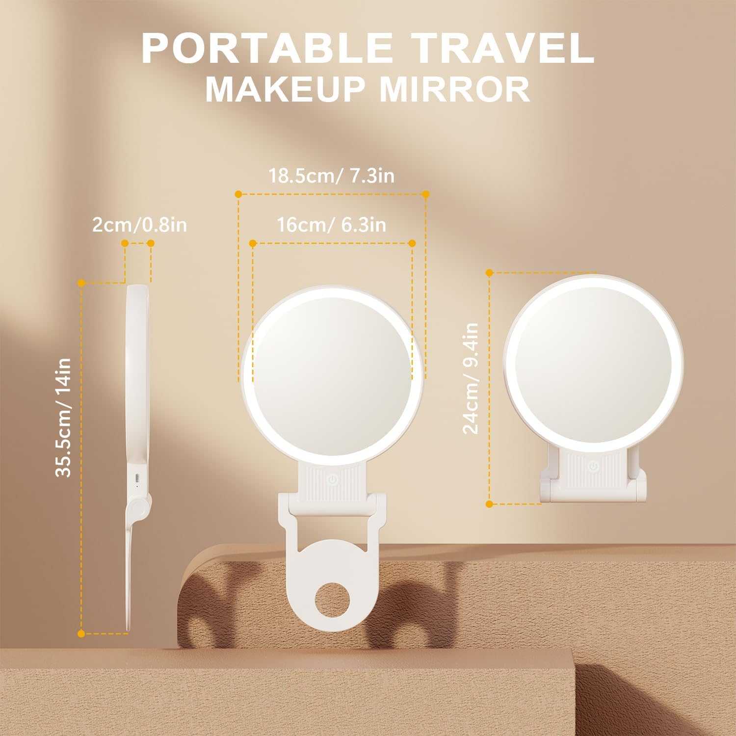 1X30X Magnifying Mirror with Light Double-Sided Portable auxmircom