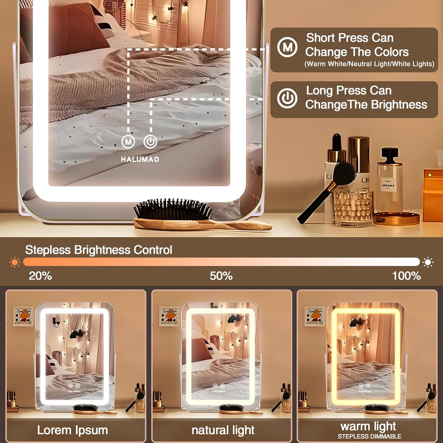 146 inch Vanity Mirror with 3 Lighting Modes