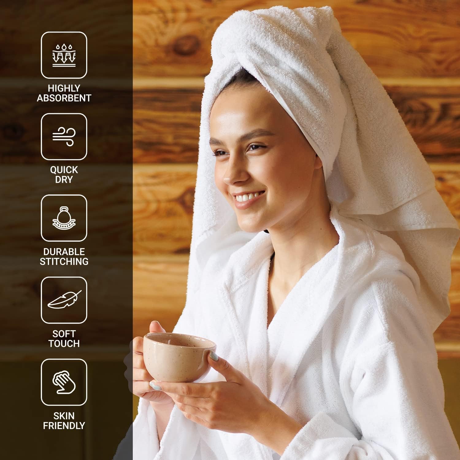 Luxury 100 Cotton Bath Towels Set - Soft Quick-Drying Durable