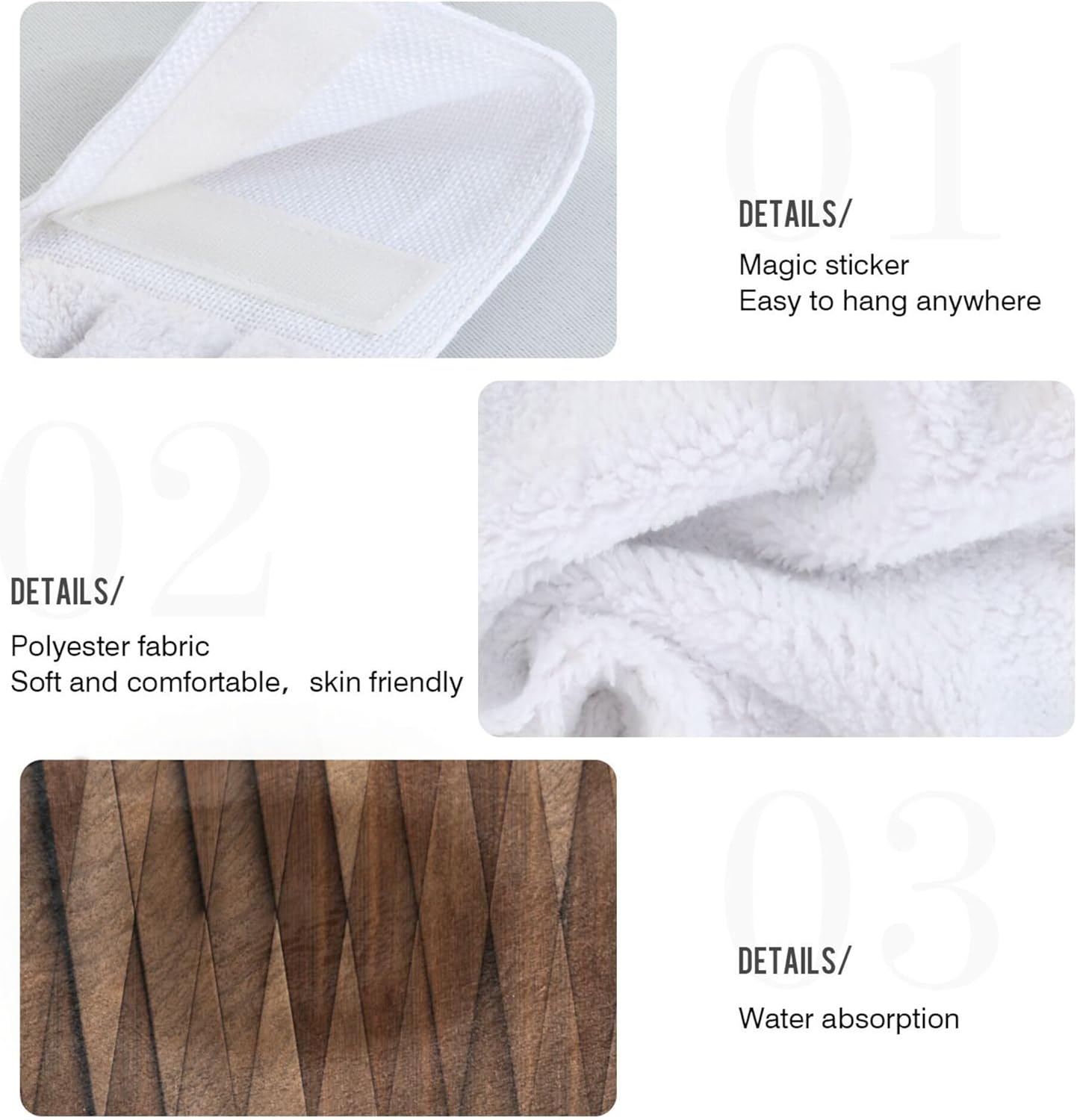 Vertical Rhomb Wooden Cubes Kitchen Hanging Hand Towels 2 Pair