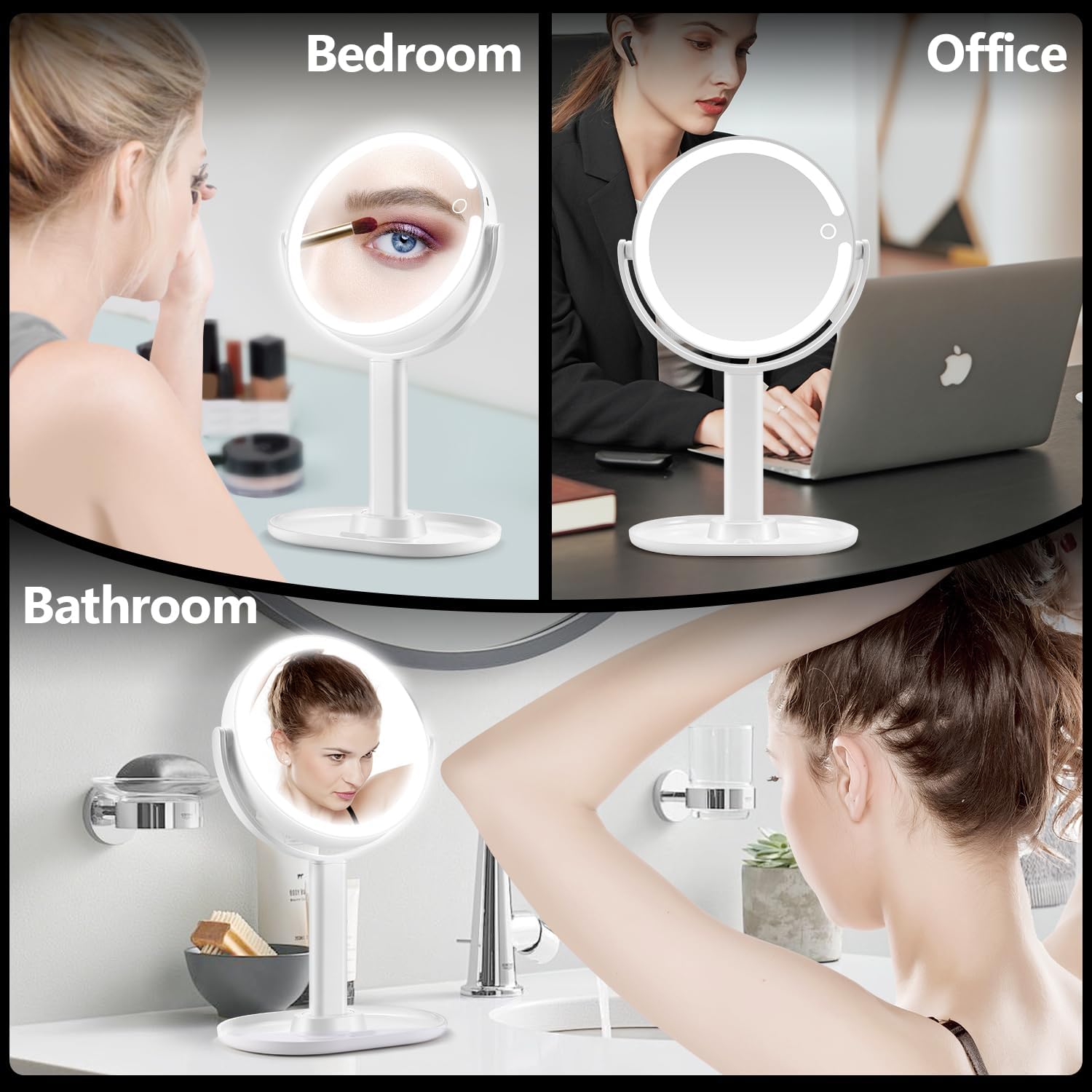 MIYADIVA Dual-Sided 20X Makeup Mirror with Lights