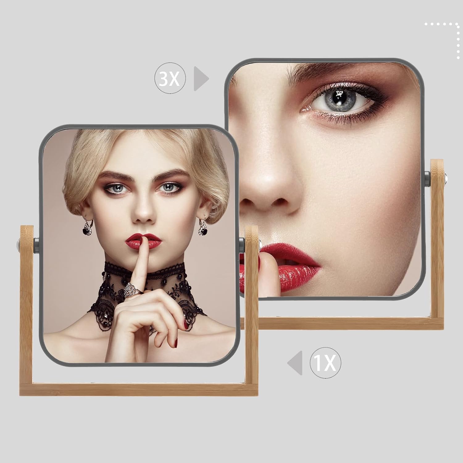 Portion 3X Magnifying Makeup Mirror with Bamboo Stand