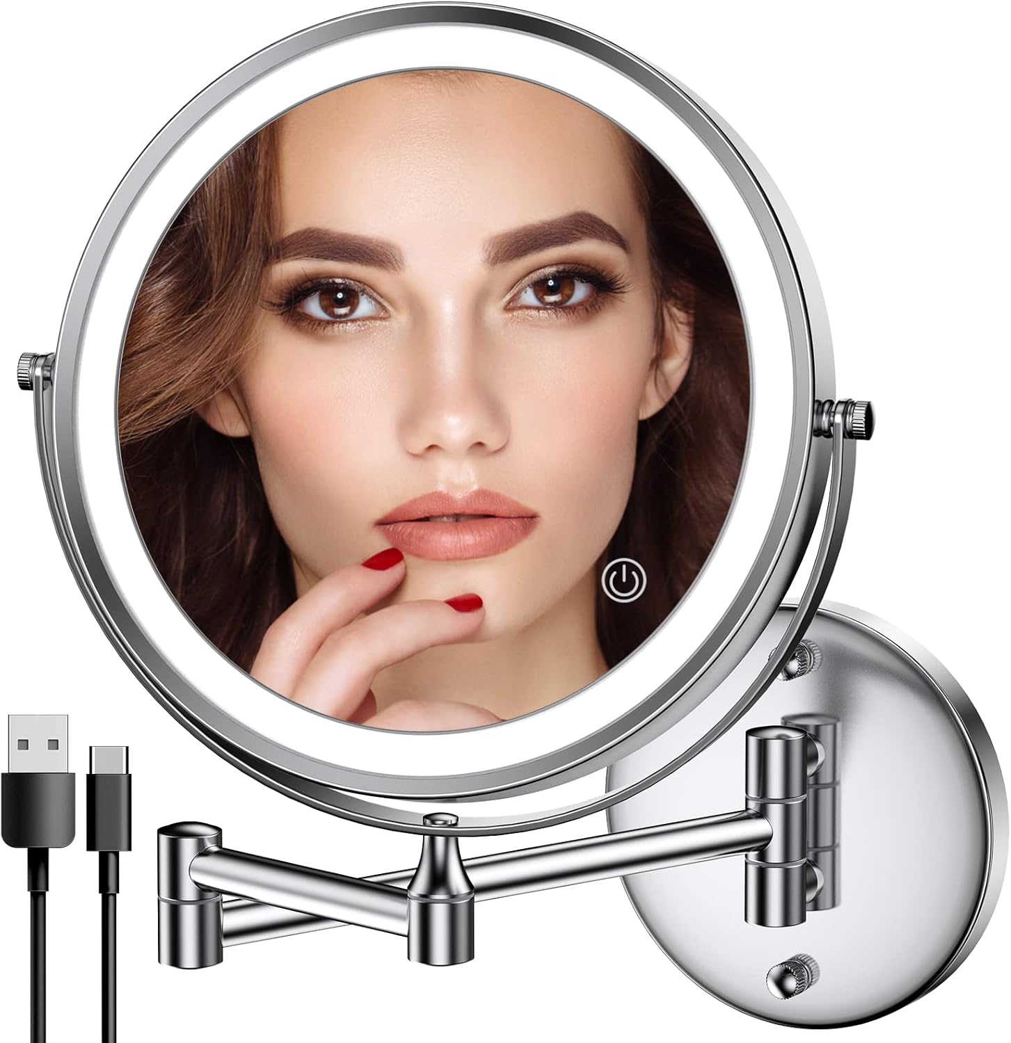 Charged Wall-Mounted Makeup Mirror