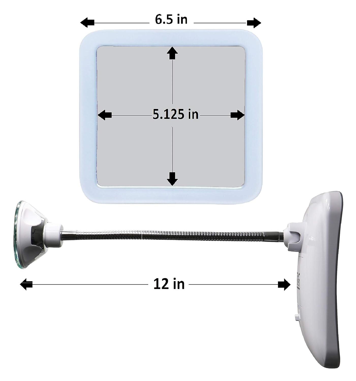 JiBen Square Flexible Gooseneck LED Mirror