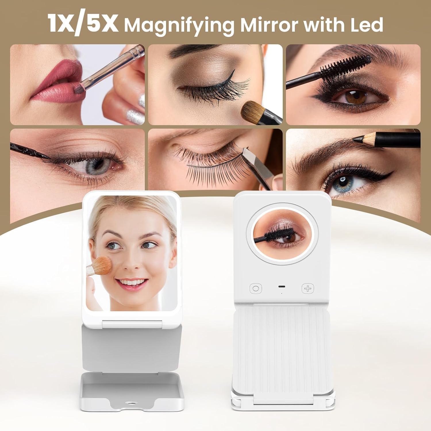 LAMPICK Travel Makeup Mirror with Lights