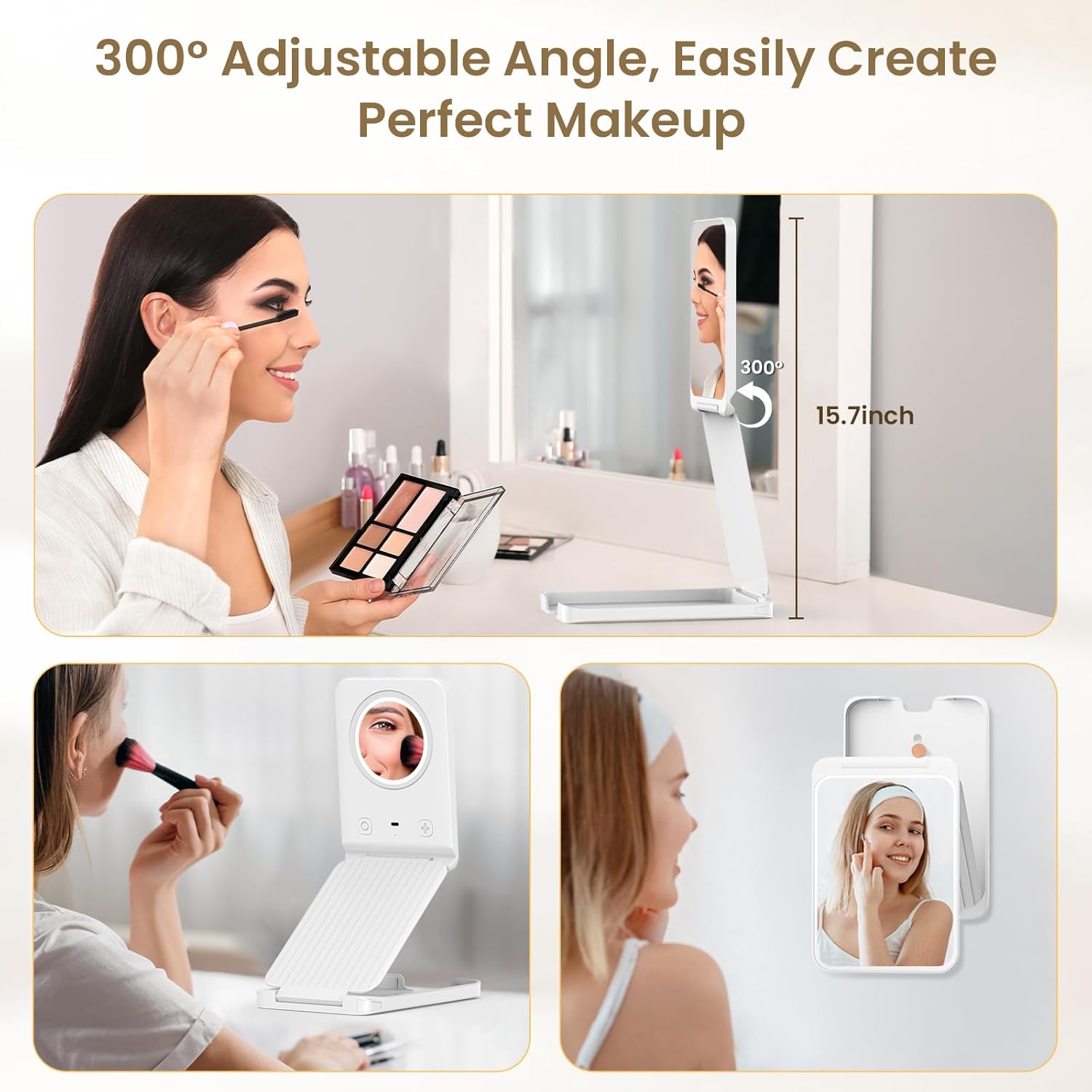 LAMPICK Travel Makeup Mirror with Lights