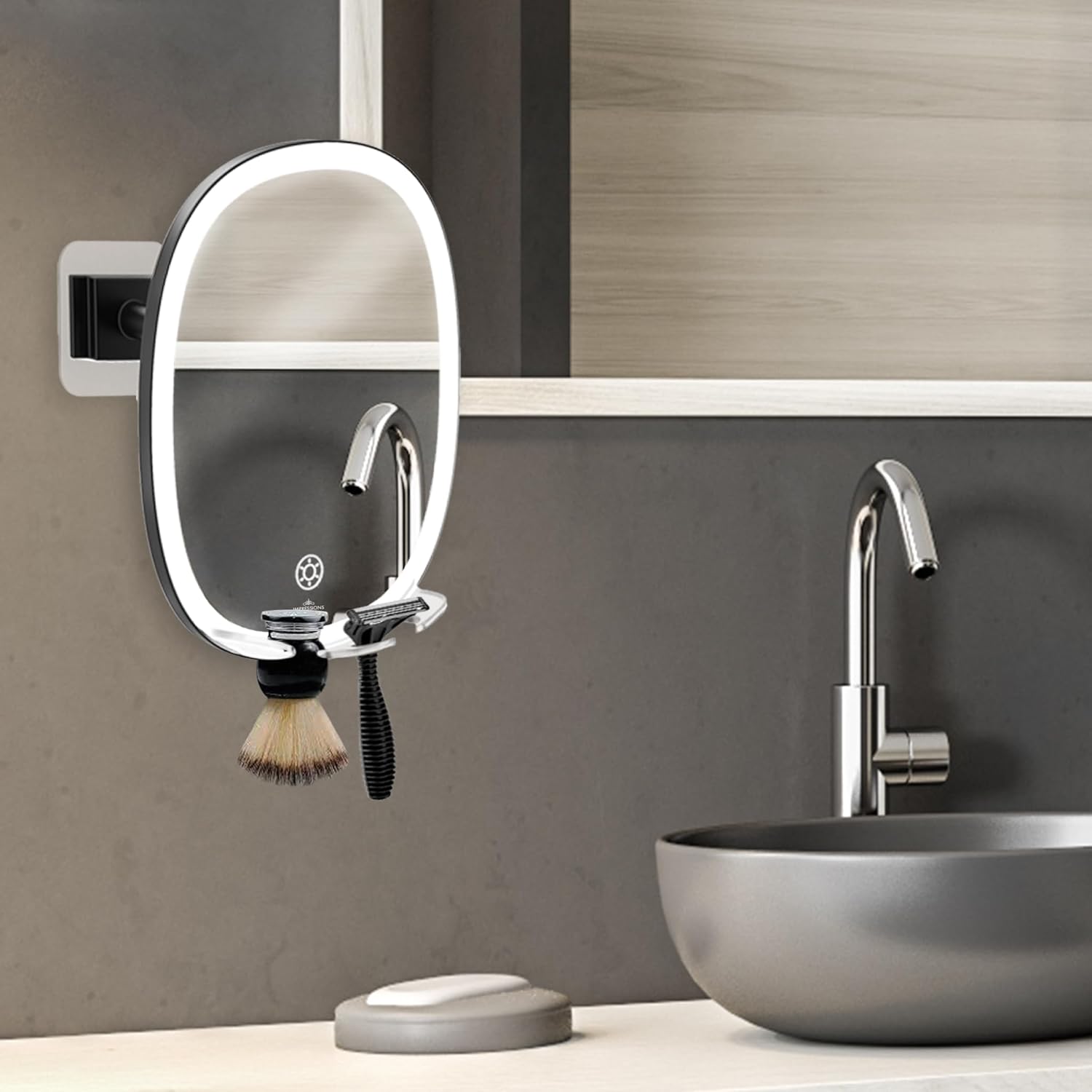 Fog-Free LED Shaving Mirror for Men with 360-Degree Swivel