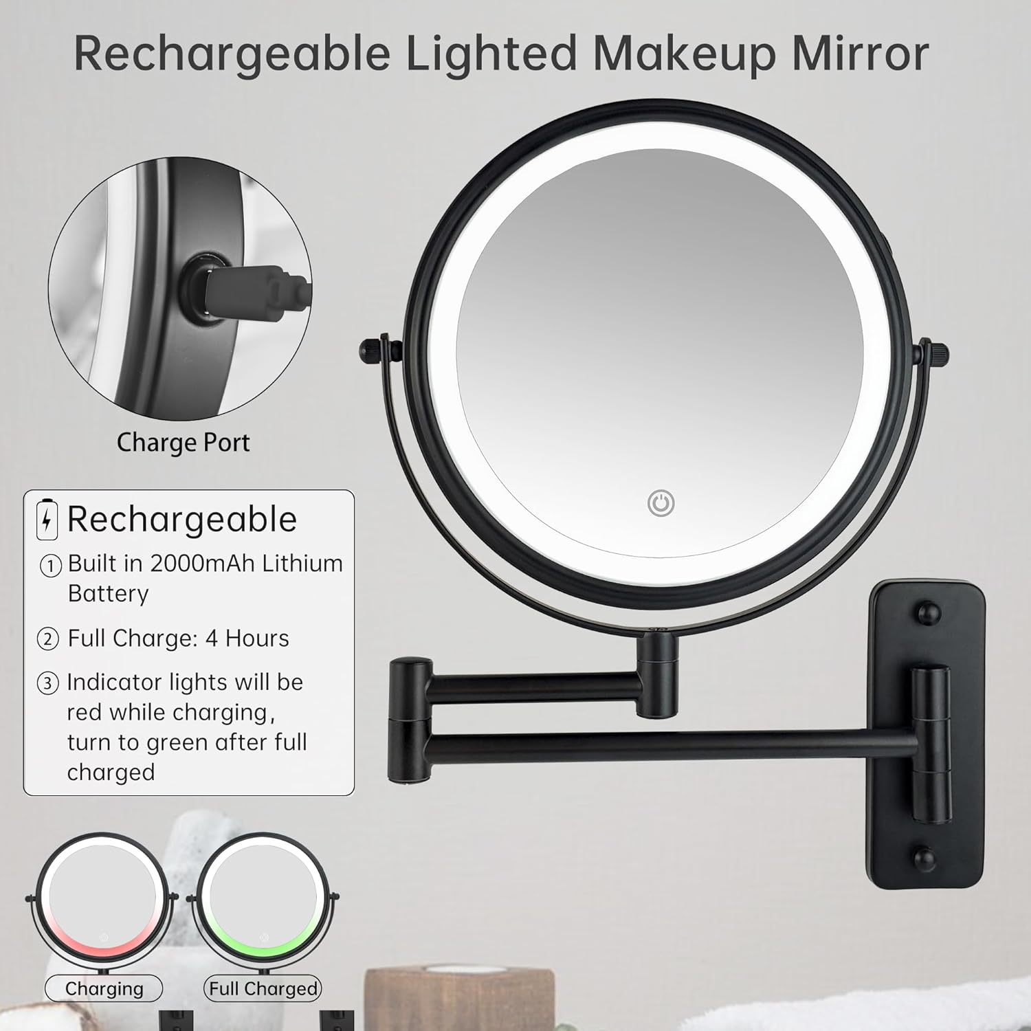 JANEEVA 8 Wall-Mounted Lighted Makeup Mirror