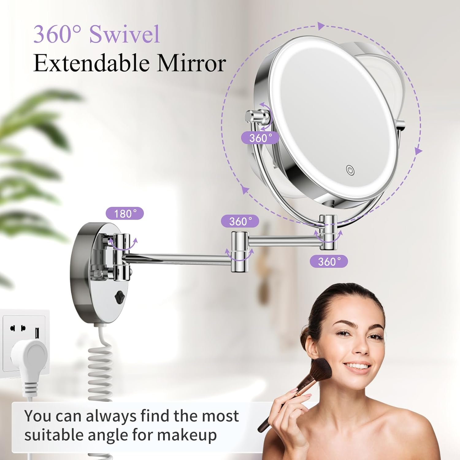 Wall-Mounted Double-Sided Makeup Mirror