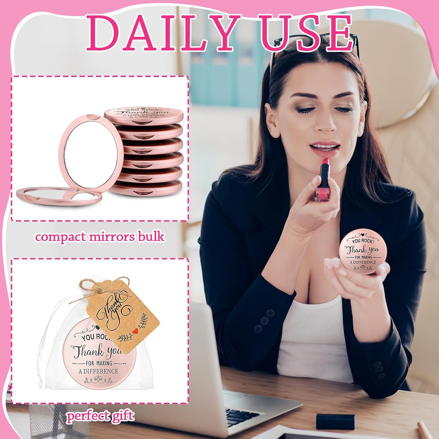 24-Set Inspirational Compact Mirrors for Women Thoughtful Gifts