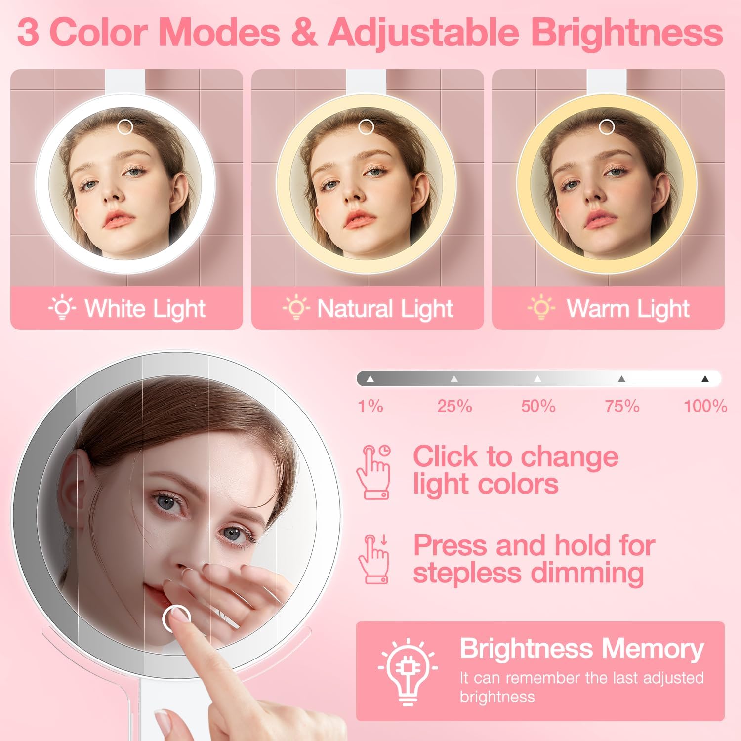 Benbilry 10X Magnifying Makeup Mirror with 3-in-1 Features