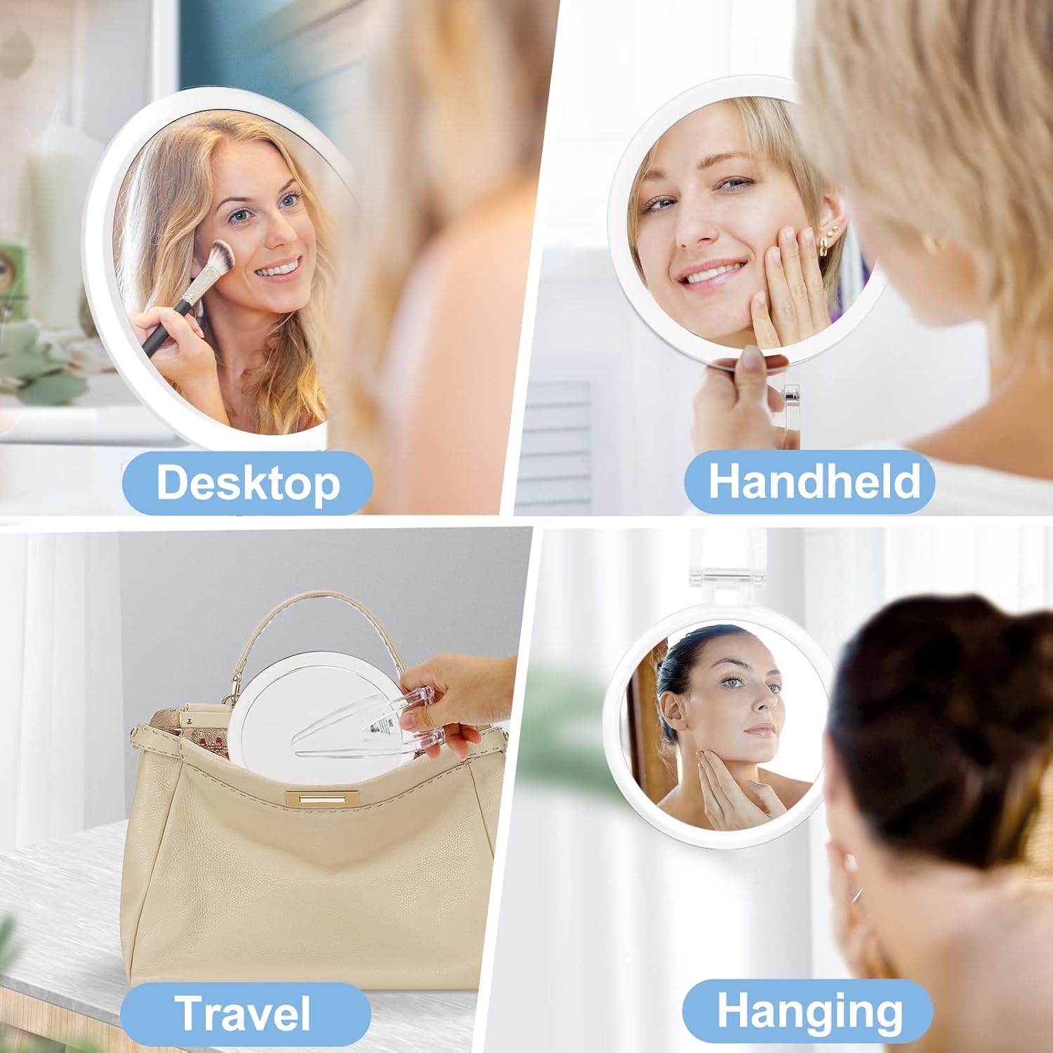 20x Magnifying Handheld Mirror 6-inch Double-Sided Travel-Friendly