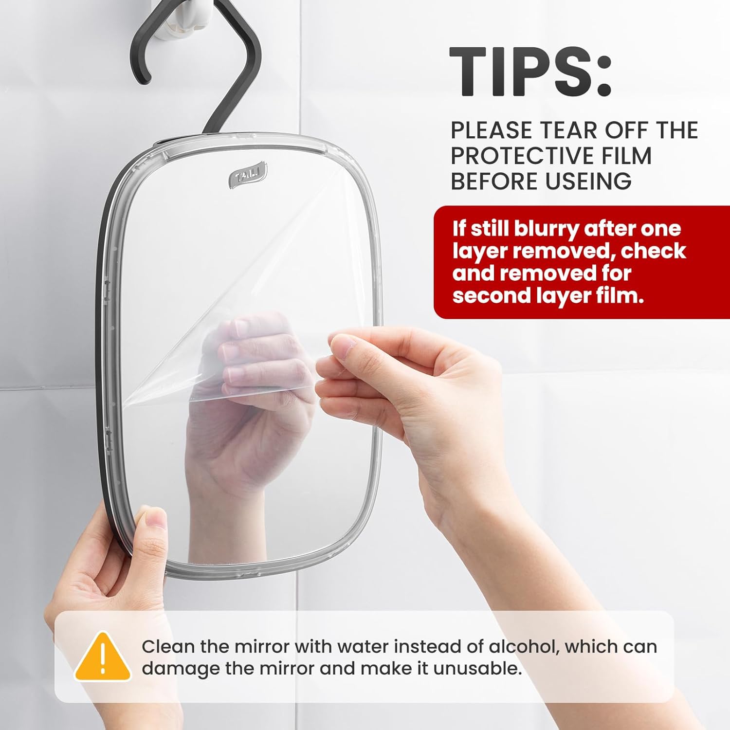 Fog-Free Portable TAILI shower mirror for easy shaving