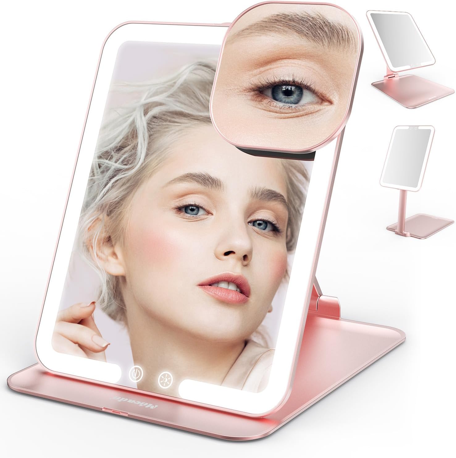 Mocado Rechargeable Travel Makeup Mirror with Light - Rose Gold 1