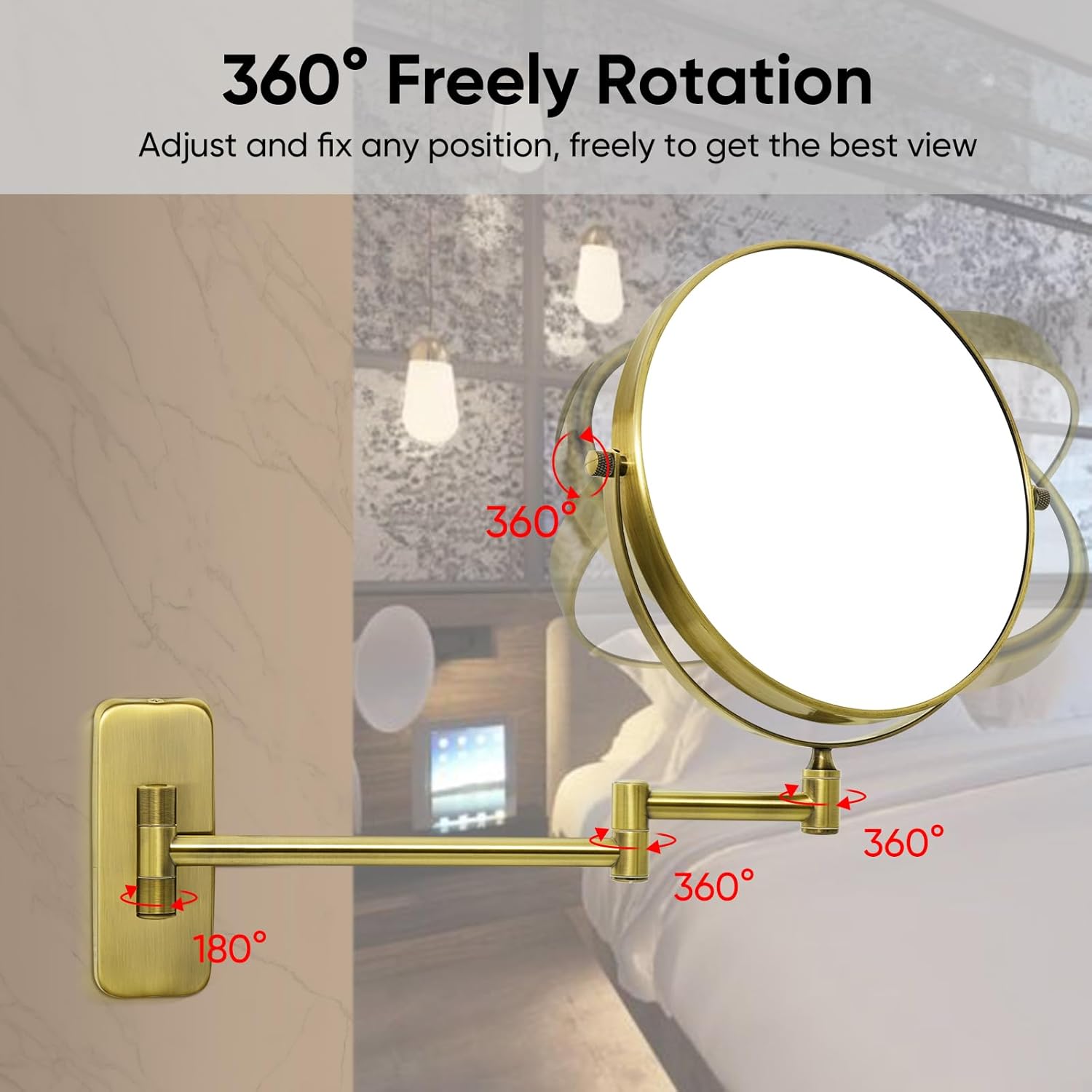 GURUN 8-Inch Double-Sided Wall Mount Makeup Mirror with 7X Magnification