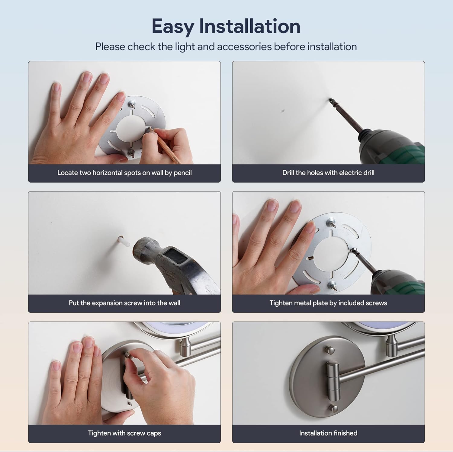 HD Wall-Mounted Makeup Mirror for Daily Use