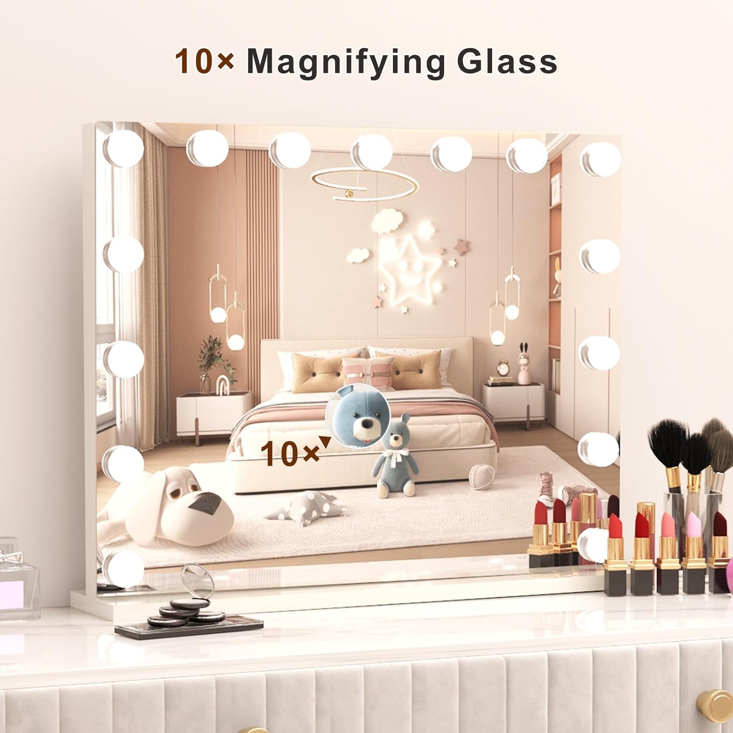 Hollywood Lighted Vanity Mirror with 10x Magnification