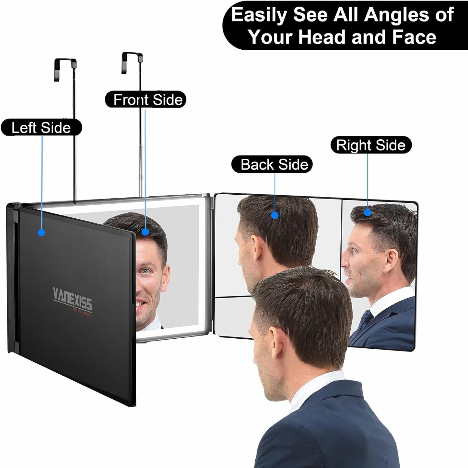 Vanexiss 3-Way Trifold Mirror