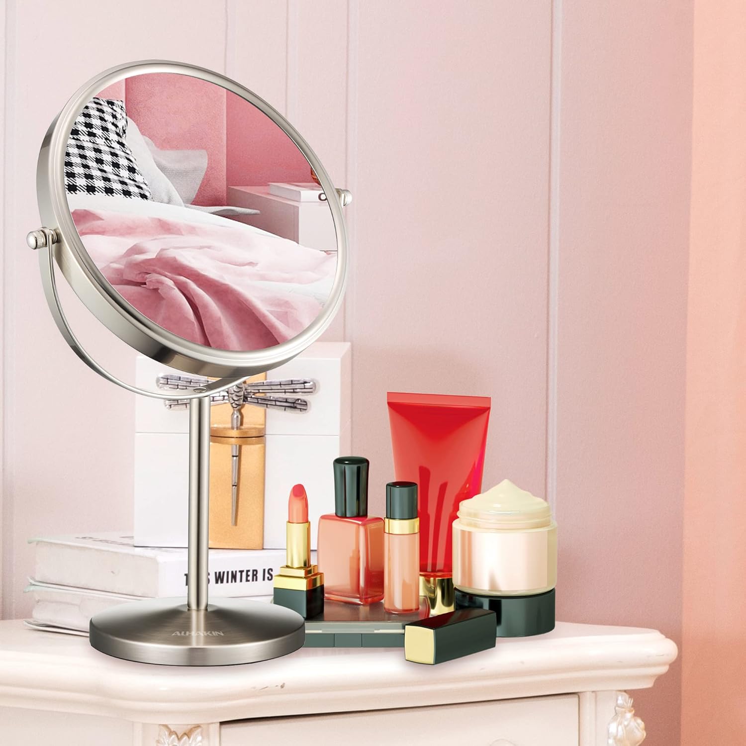 ALHAKIN 10x Magnifying Makeup Mirror 8-Inch Tabletop for BathroomDesk