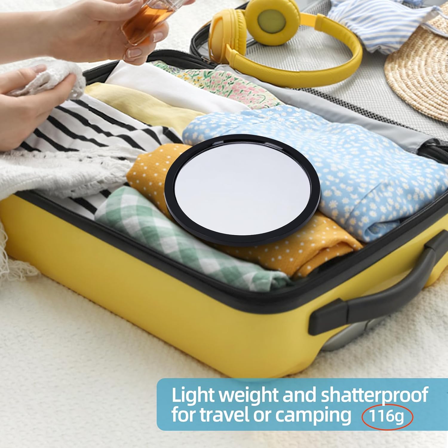 Perfect for Shaving Makeup in the Shower Suction-Closed Glassless Mirror