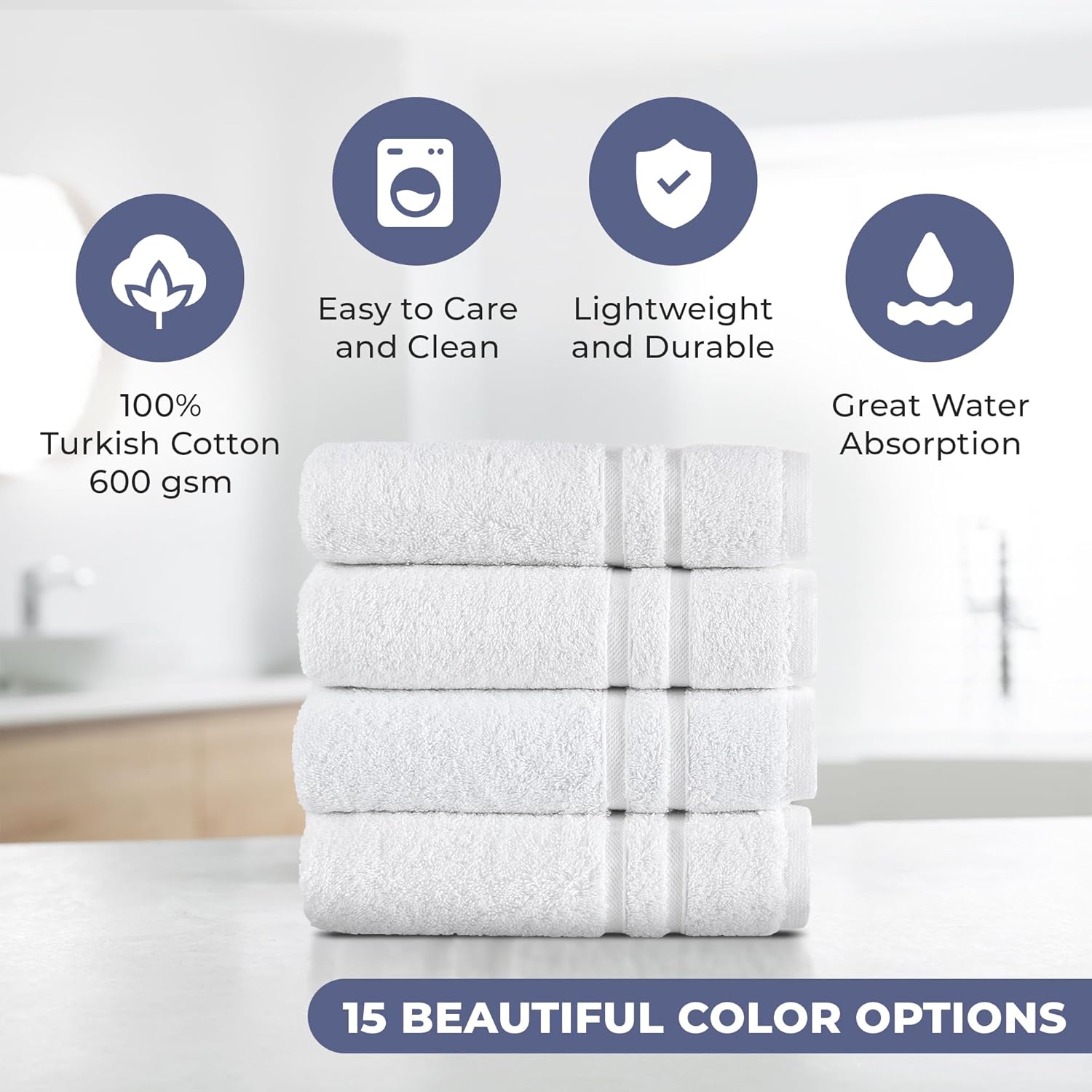 Luxurious Turkish Cotton Hand Towels Set for Bathroom Beyond