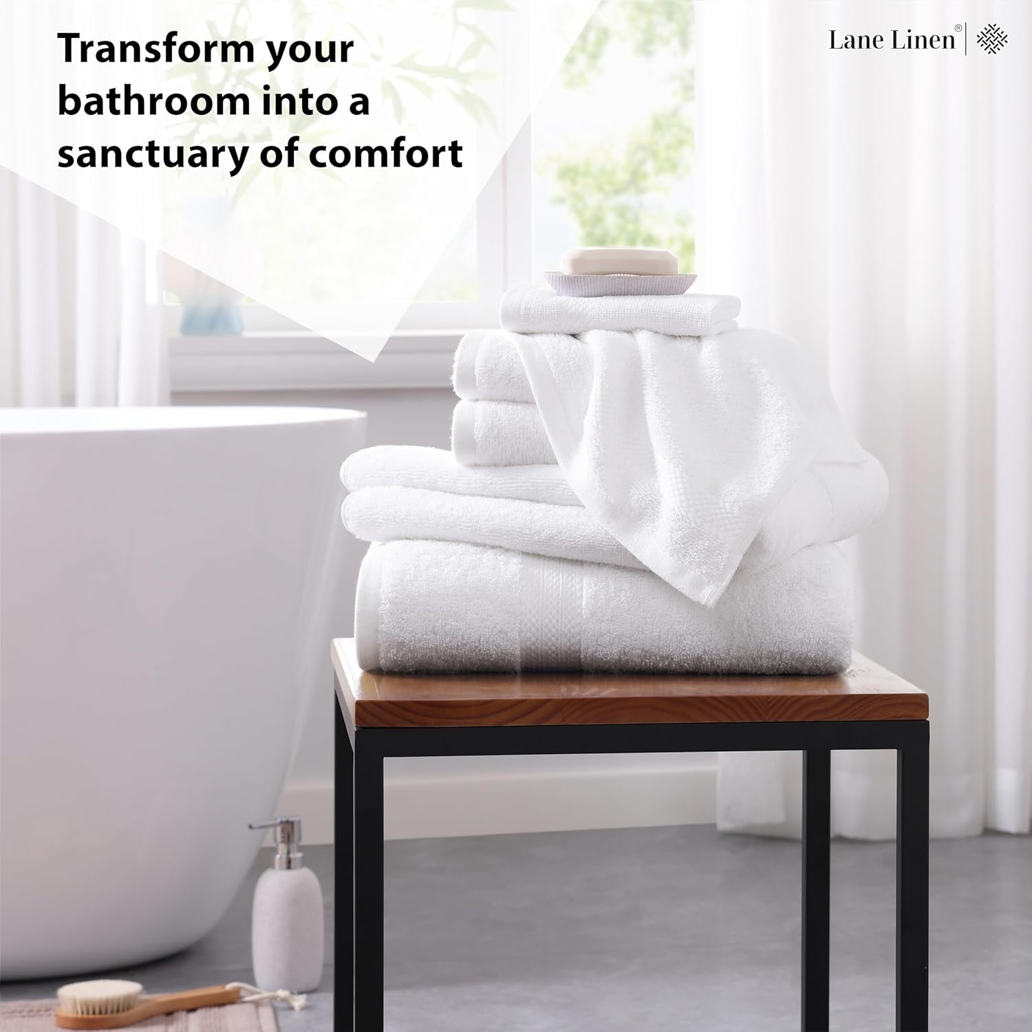 Luxury White Bath Towels Set - 2 Towels 2 Hand Towels 2 Washcloths