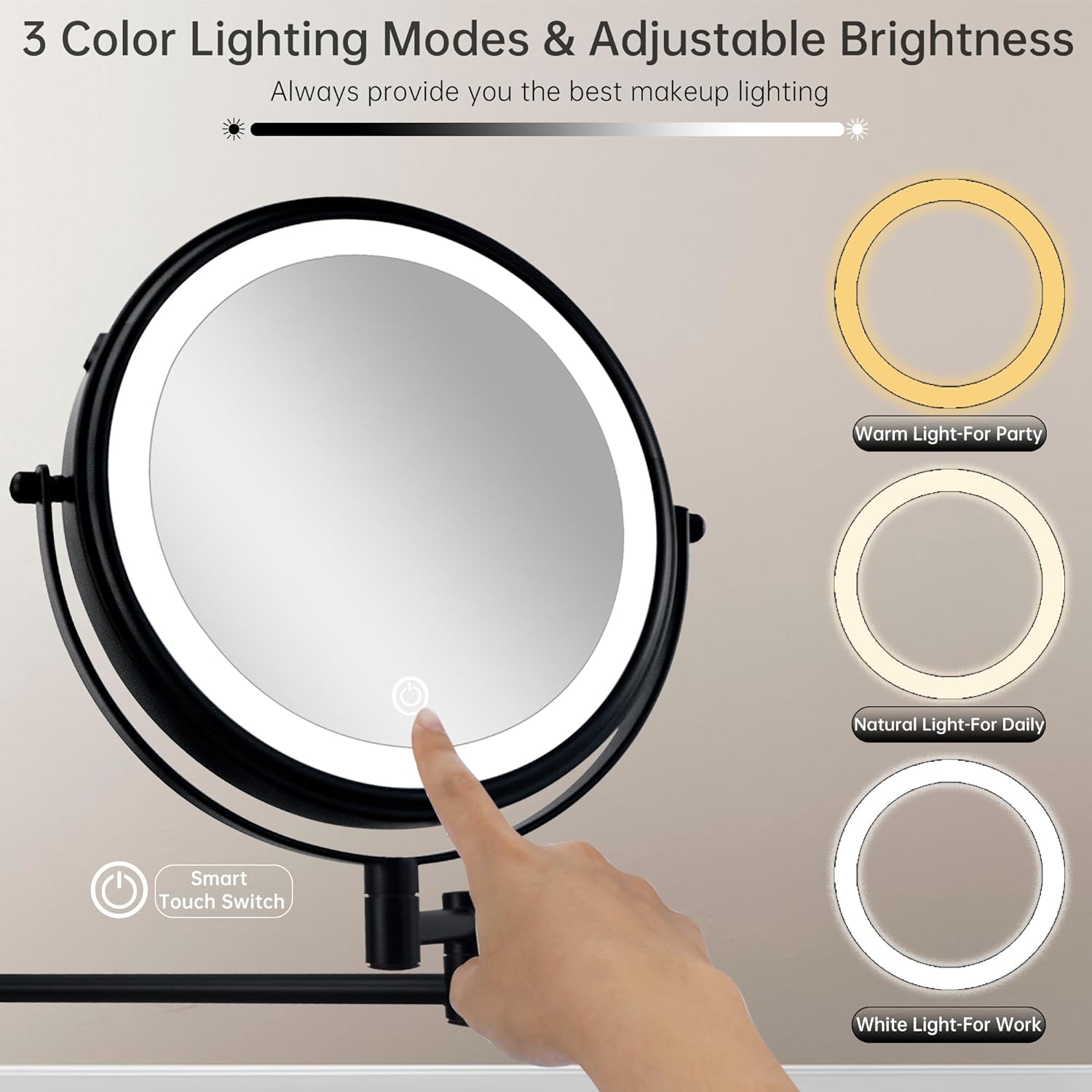 JANEEVA 8 Wall-Mounted Lighted Makeup Mirror