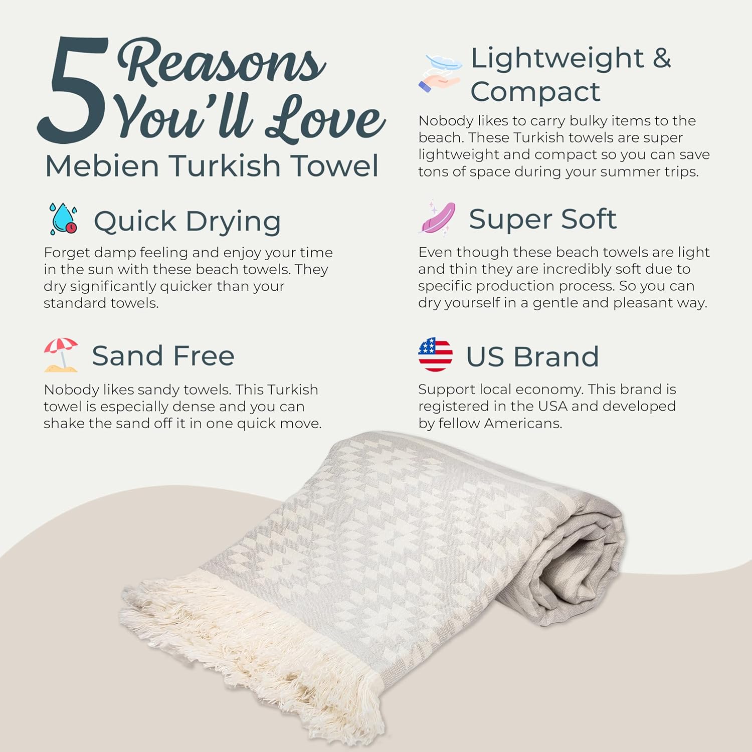 Premium 100 Natural Turkish Beach Towel