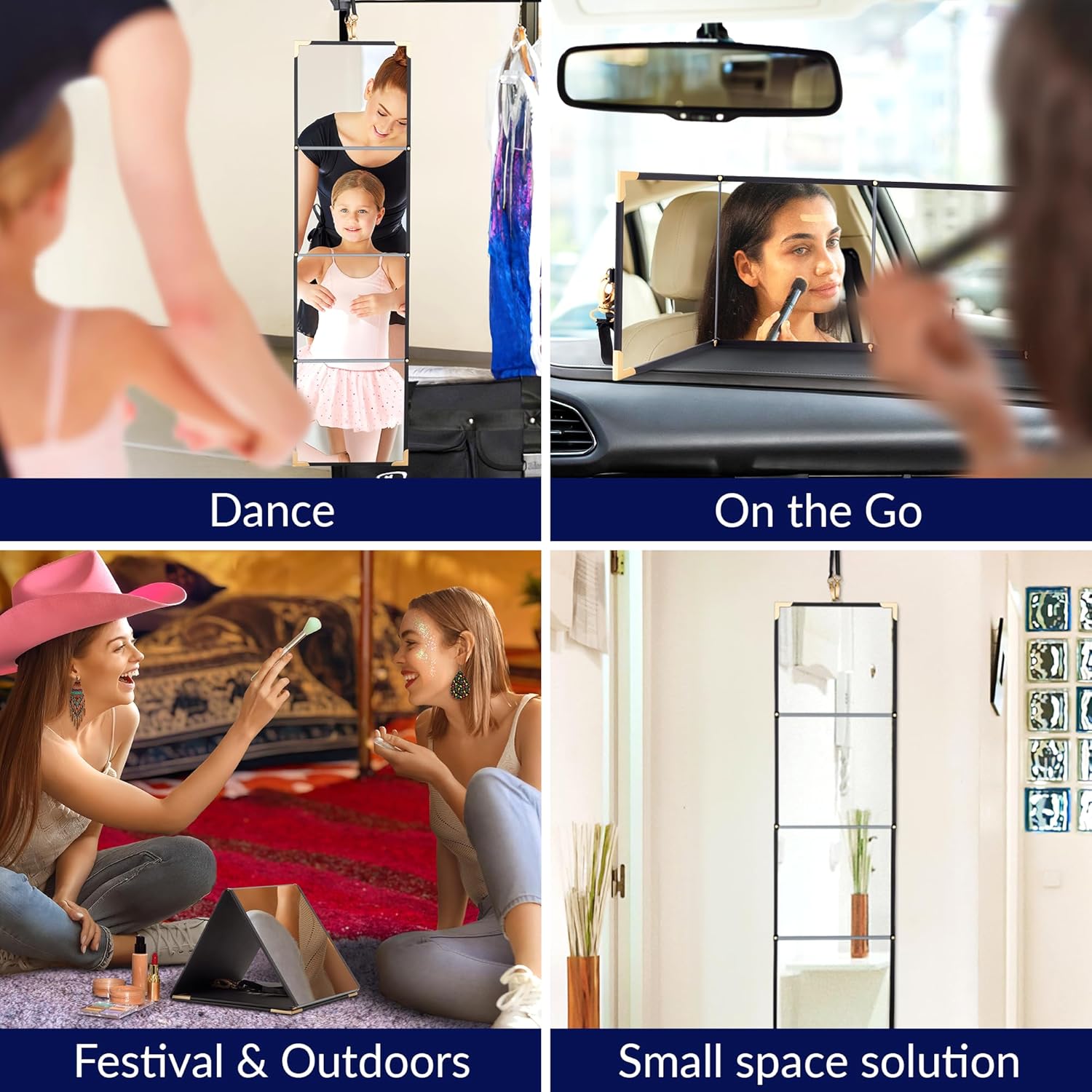 Convenient Travel Makeup Mirror with 3 Ways forents
