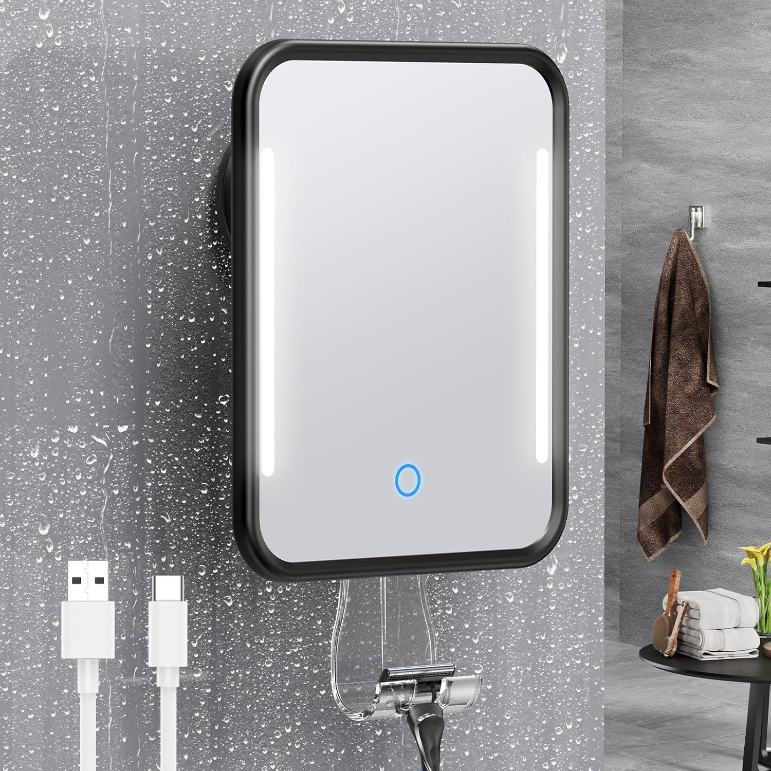 Gospire Heated Fogless Mirror with Light and Adjustable Brightness