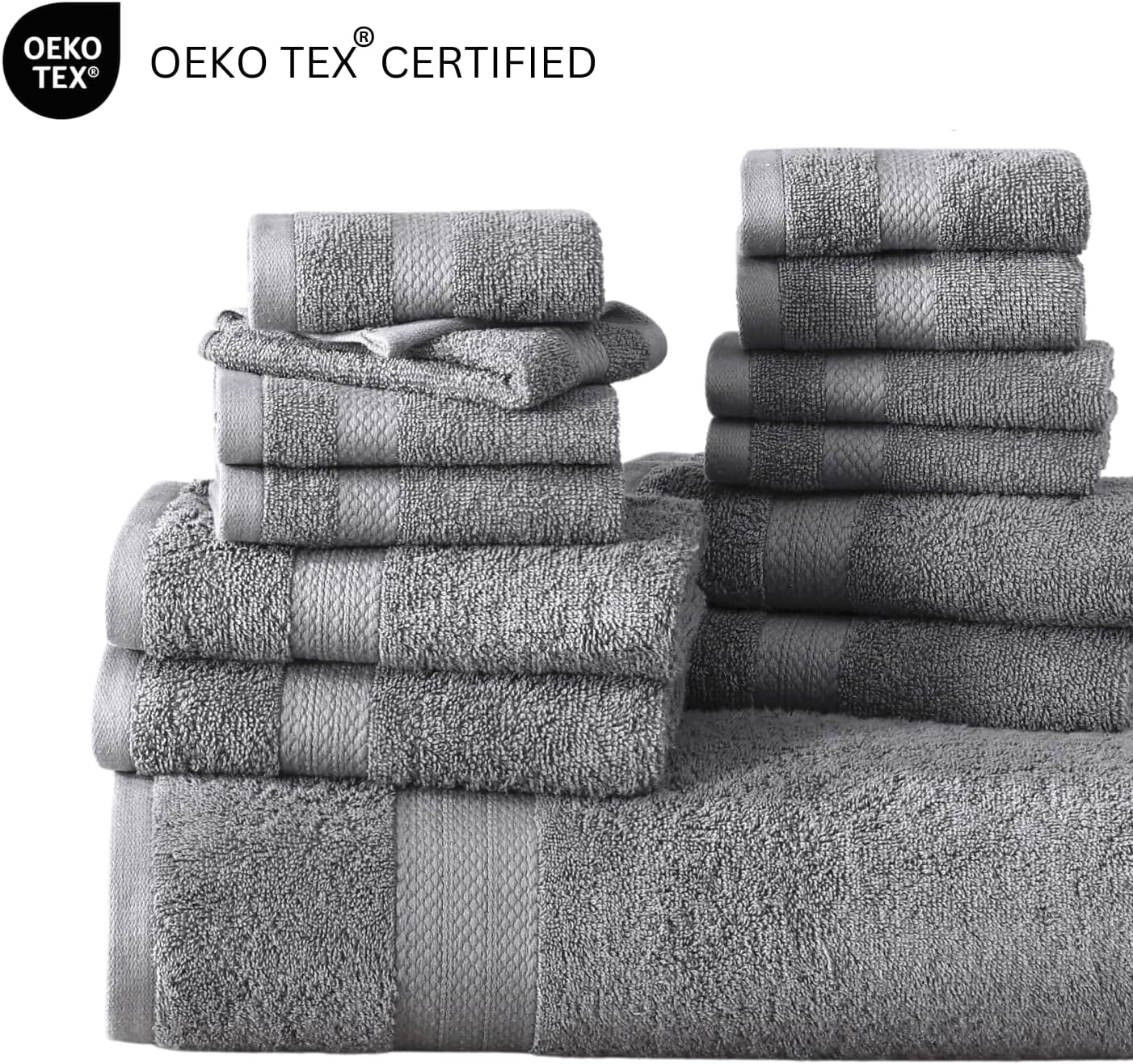 Premium 6-Piece Grey Bath Towels Set for Luxury Bathroom Experience