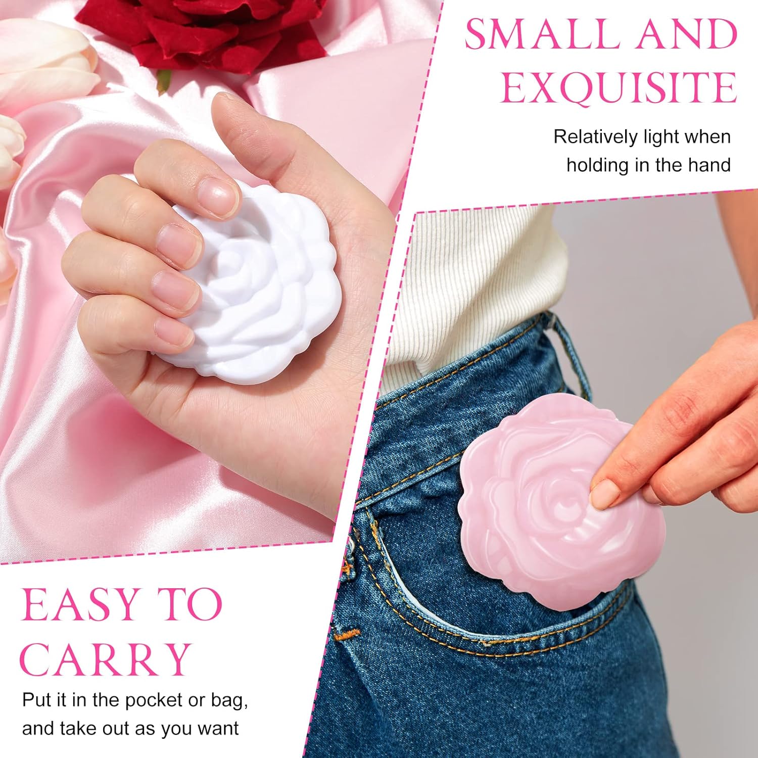 Exquisite Rose-Shape Compact Mirrors Set