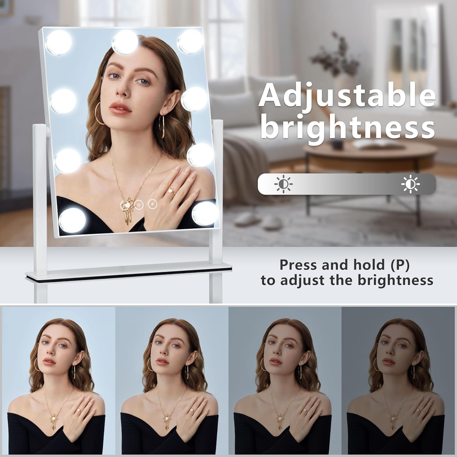 Kotdning Lighted Vanity Mirror with 3 Lighting Modes