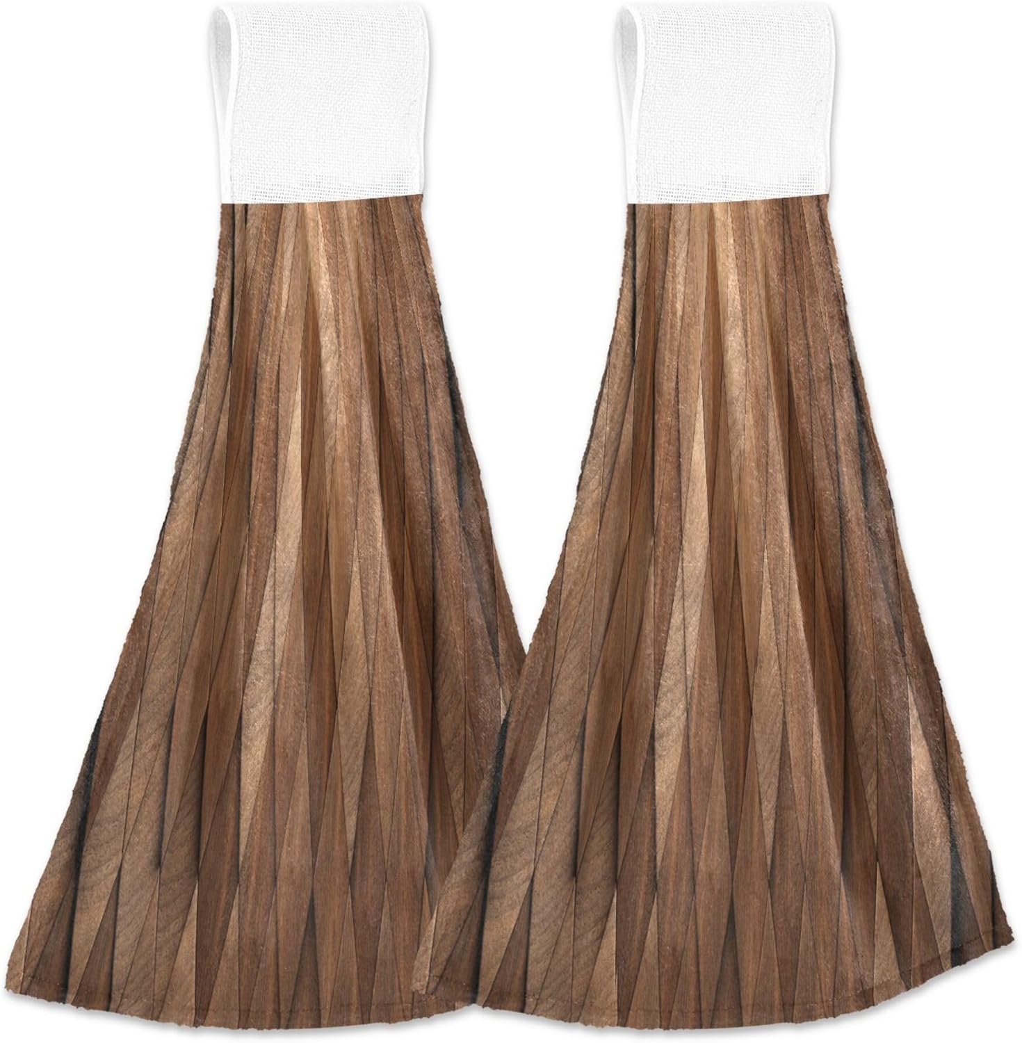 Vertical Rhomb Wooden Cubes Kitchen Hanging Hand Towels 2 Pair