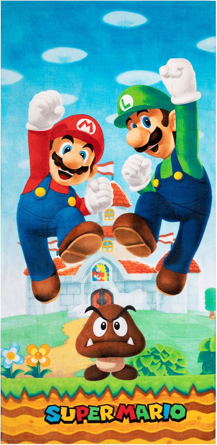 Franco Super Mario Beach Towel Mario bath towel beach swimming kids friendly