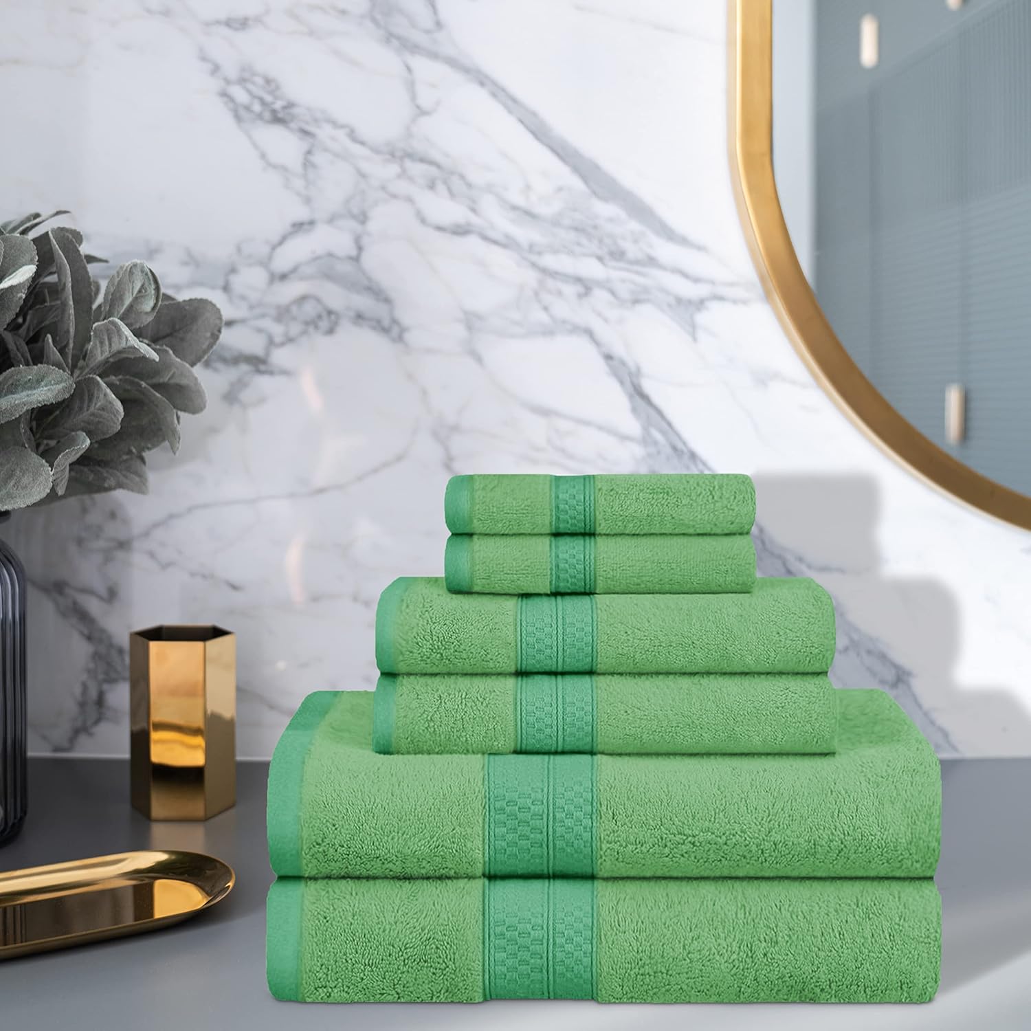 6-Piece Superior Towel Set Rayon from Bamboo Cotton Blend