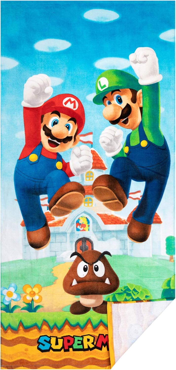 Franco Super Mario Beach Towel Mario bath towel beach swimming kids friendly