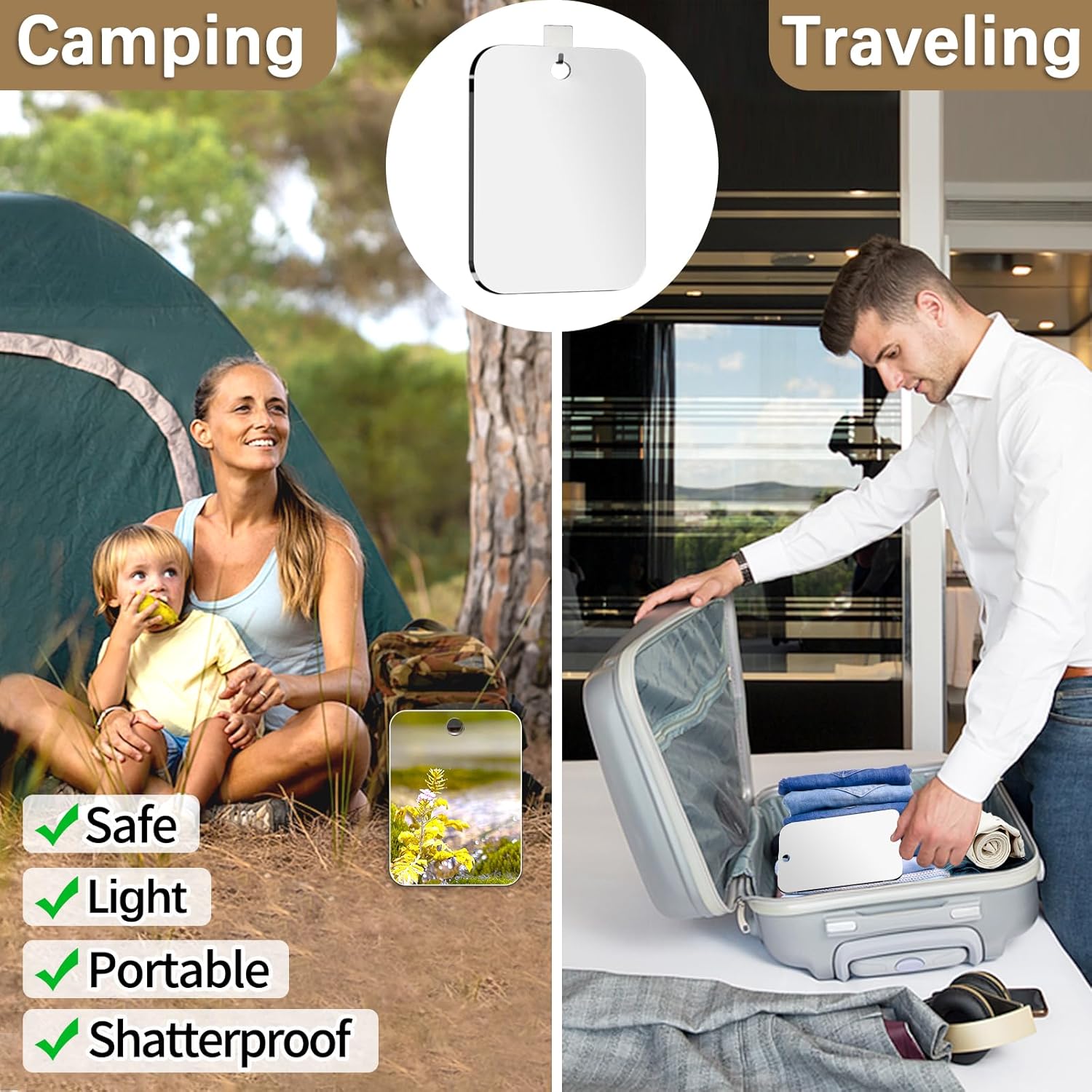 Safe Travel Mirror for Shaving or Makeup