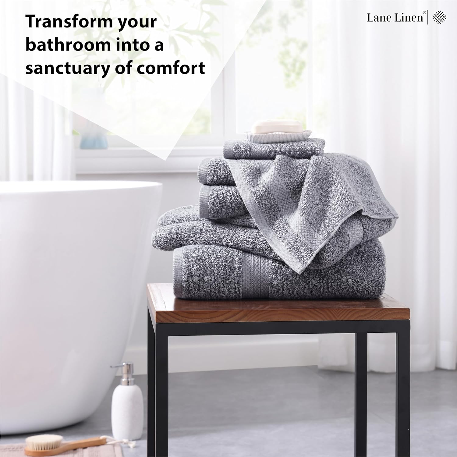 Premium 6-Piece Grey Bath Towels Set for Luxury Bathroom Experience