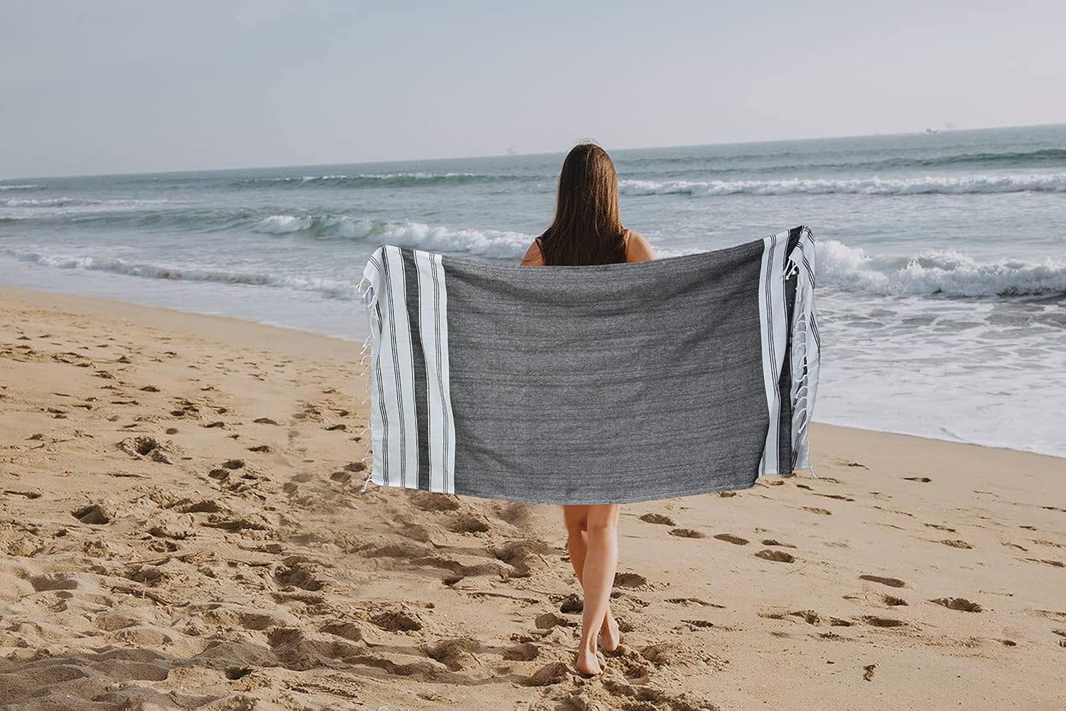 6 Count Nautical Stripe Cotton Beach Towels