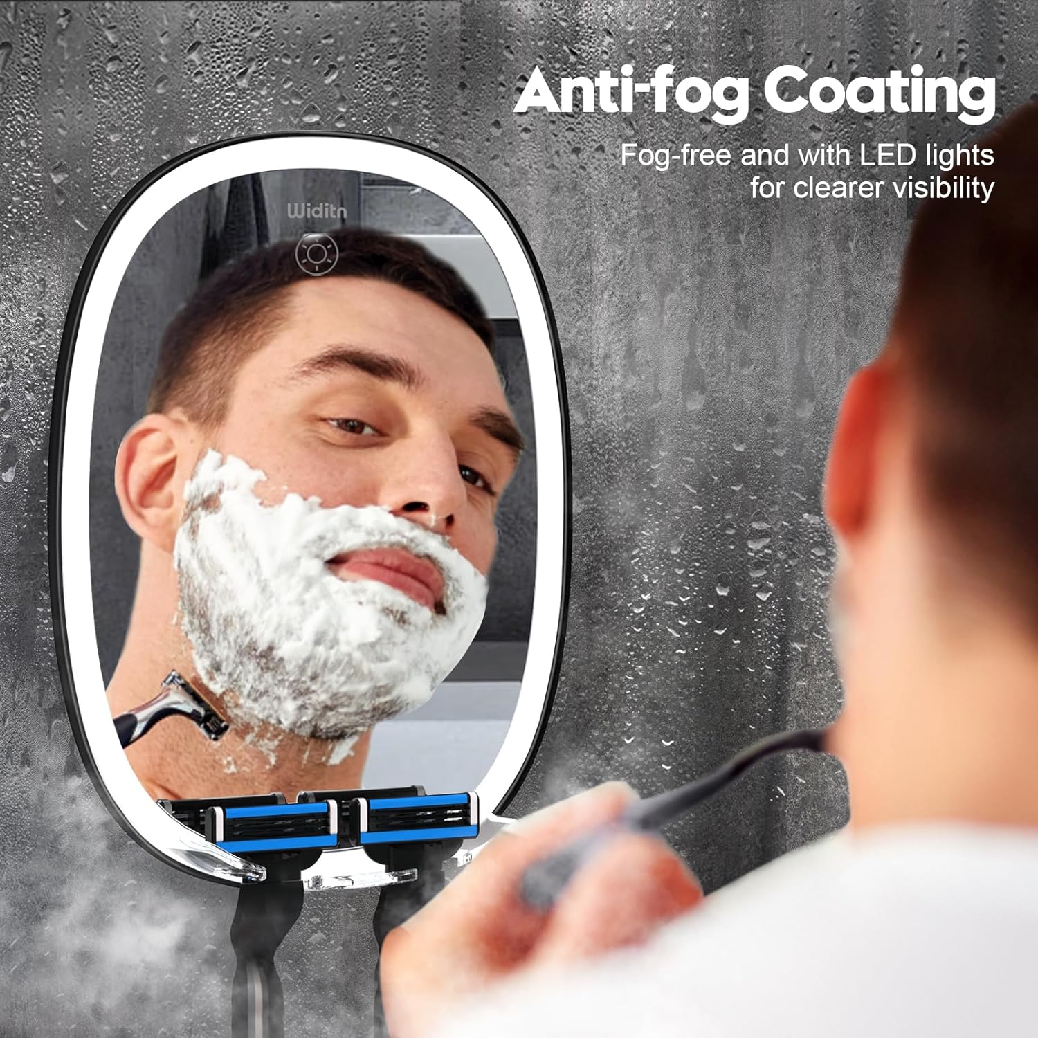 Fog-Free LED Shower Mirror Adjustable LED Shaving Mirror