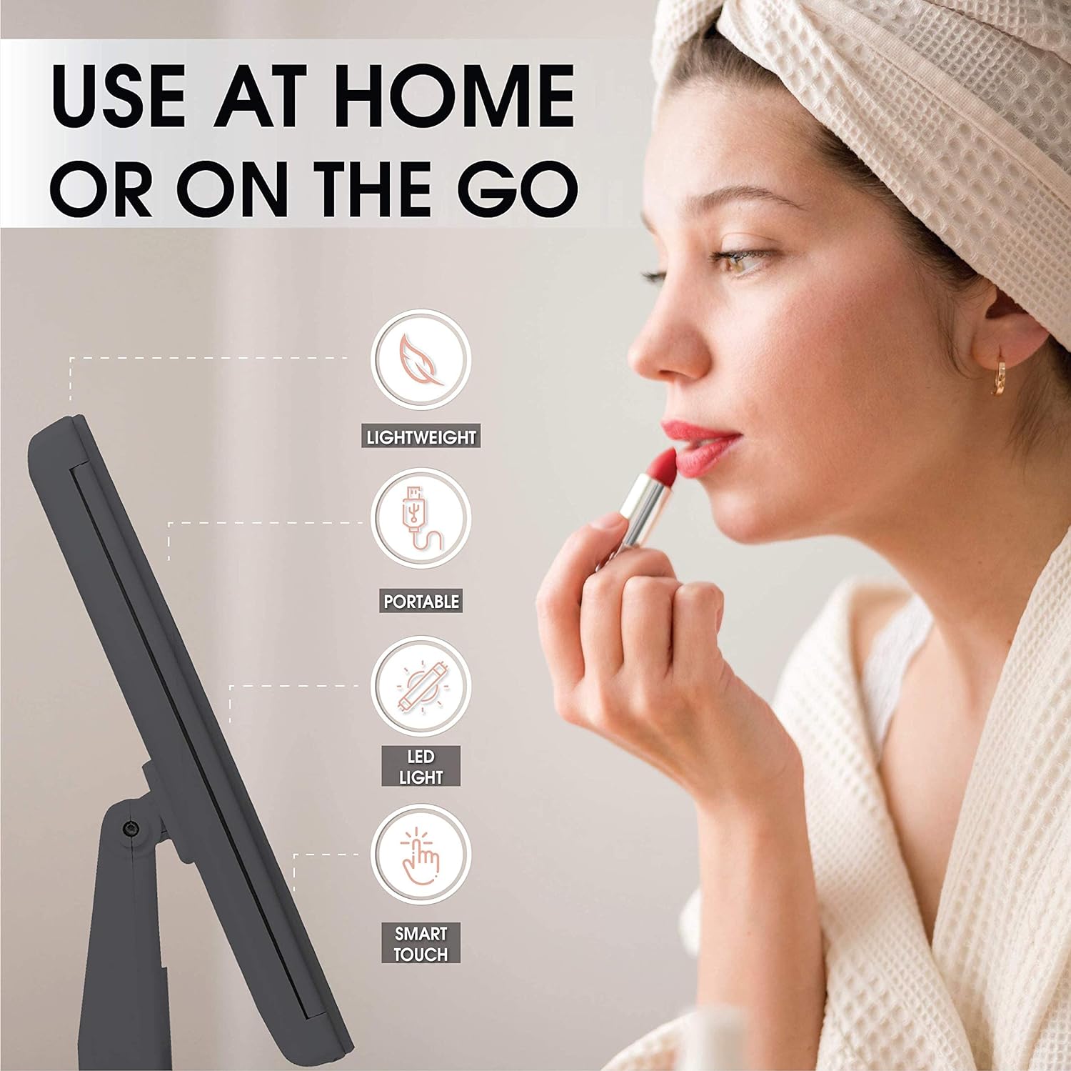 36 LED Touch-Screen Makeup Mirror with 123X Magnification